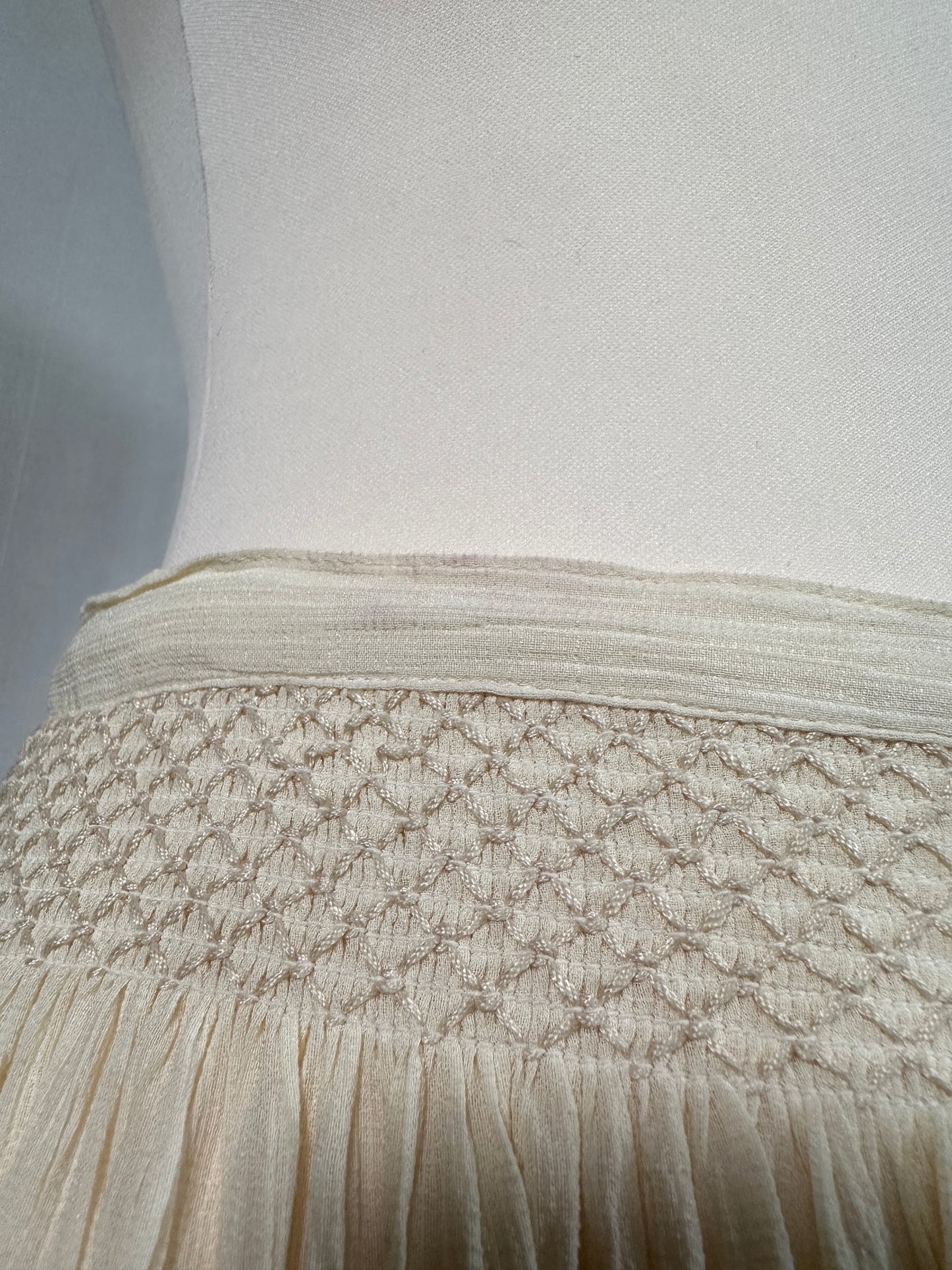 Gonna Lunga Krizia Vintage Fine Anni ‘80 in Viscosa e Lino Color Crema