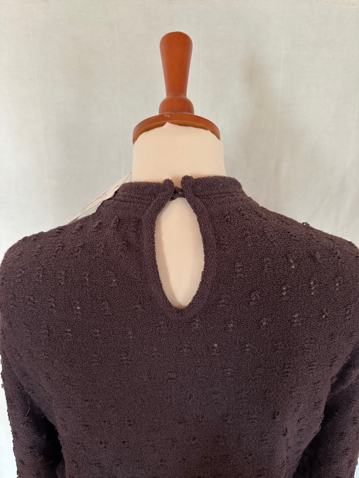 Abito Midi Anni ‘80 Nuovo Misto Lana Prugna Tg.42/44