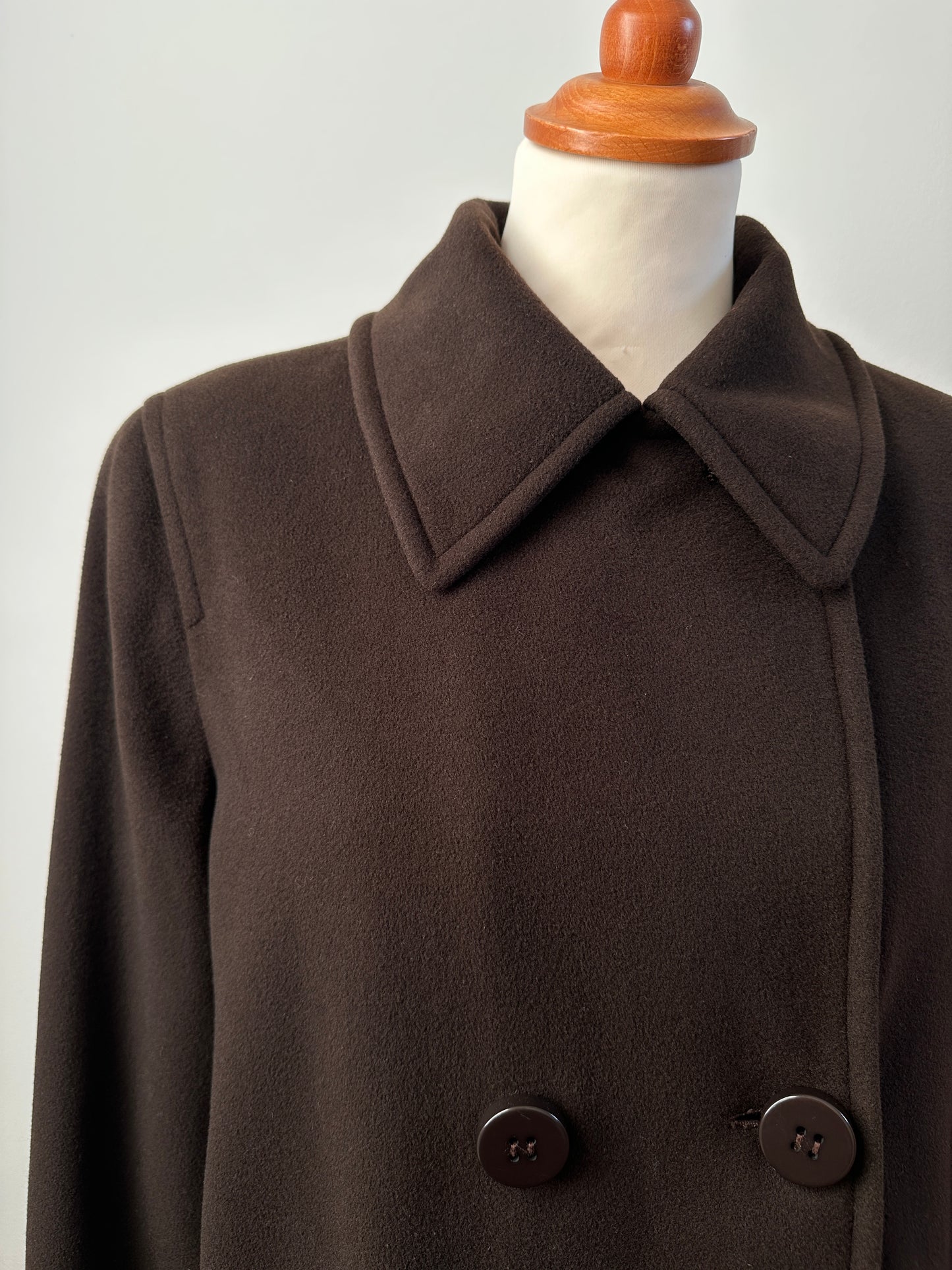 Cappotto Olmar in Lana e Angora Loro Piana Marrone con Polsini in Visone