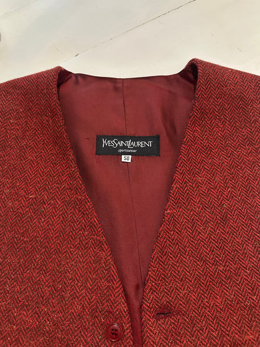 Gilet Yves Saint Laurent Anni ‘80 in Misto Lana Rosso