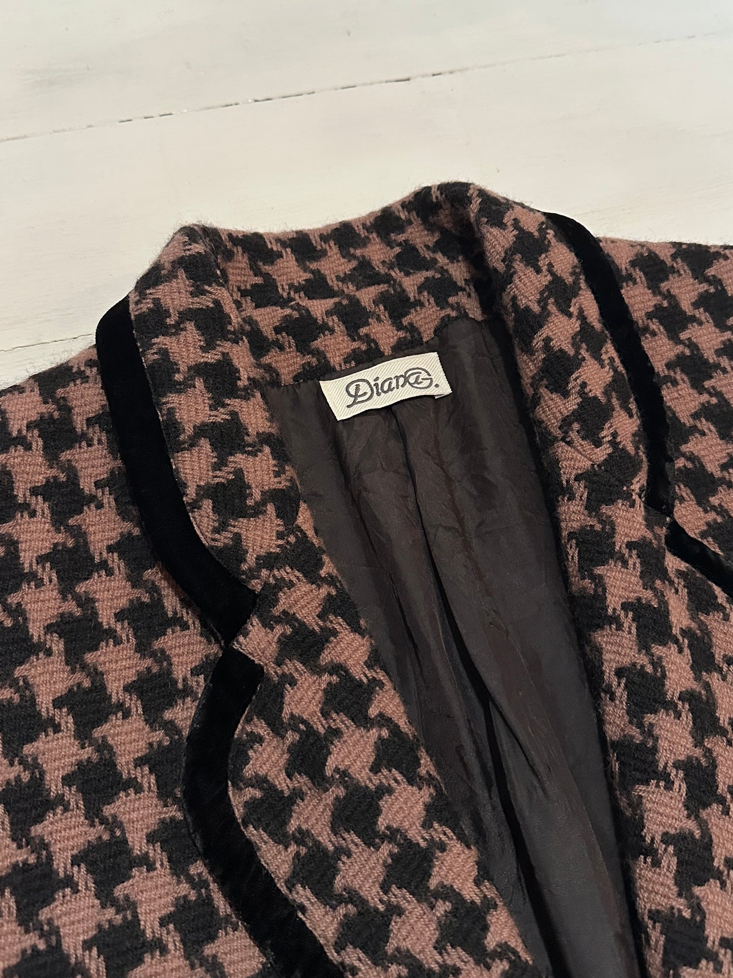 Blazer Vintage in Lana Pied de Poule Rosa e Nero Tg.44/46