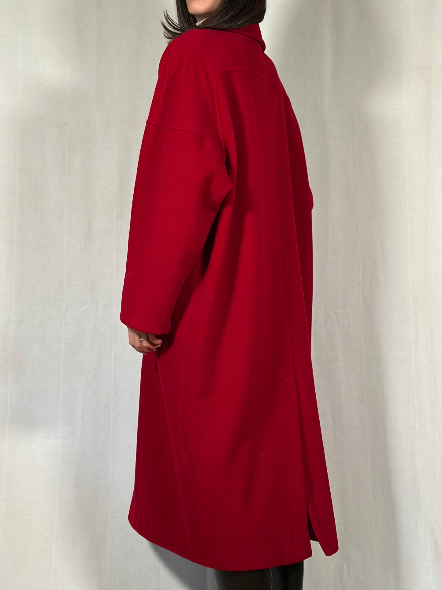 Cappotto Lungo Vintage Anni ‘80 in Misto Lana Rosso