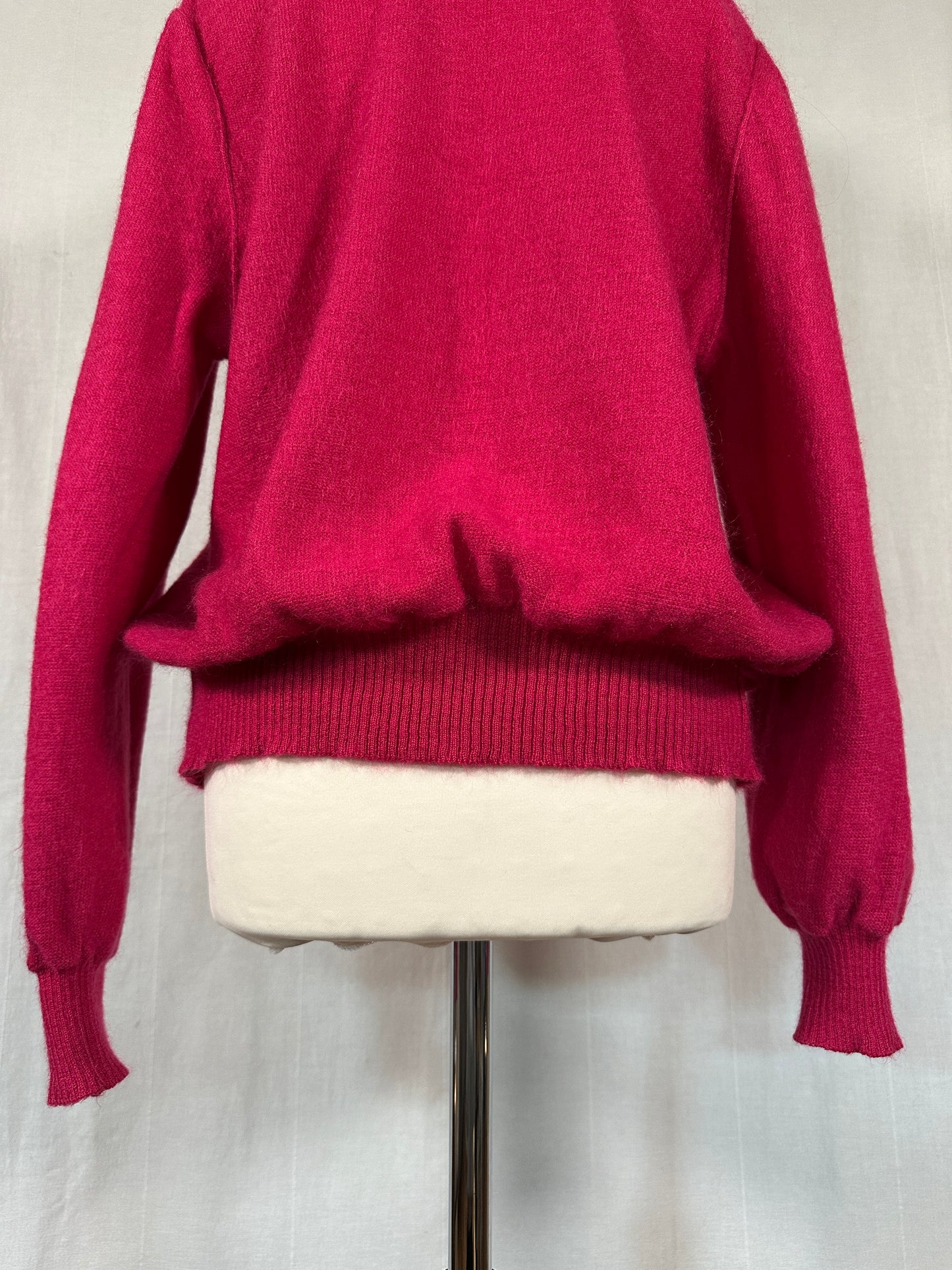 Cardigan Vintage Anni ‘80 in Misto Superkid Mohair Fucsia Tg.da 46 a 52