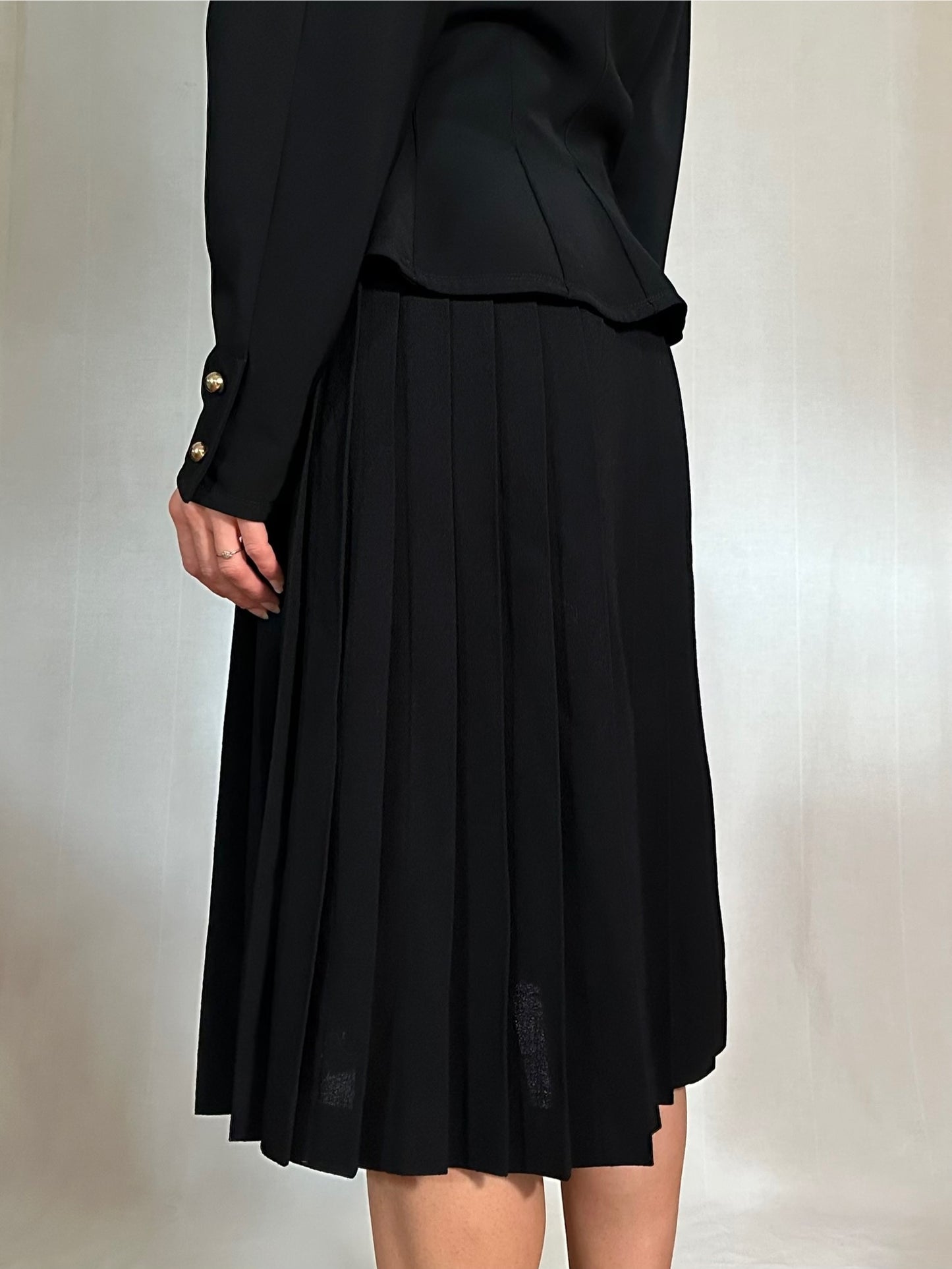 Gonna a Pieghe Anni ‘70 in Lana Nera Tg.40/42/44