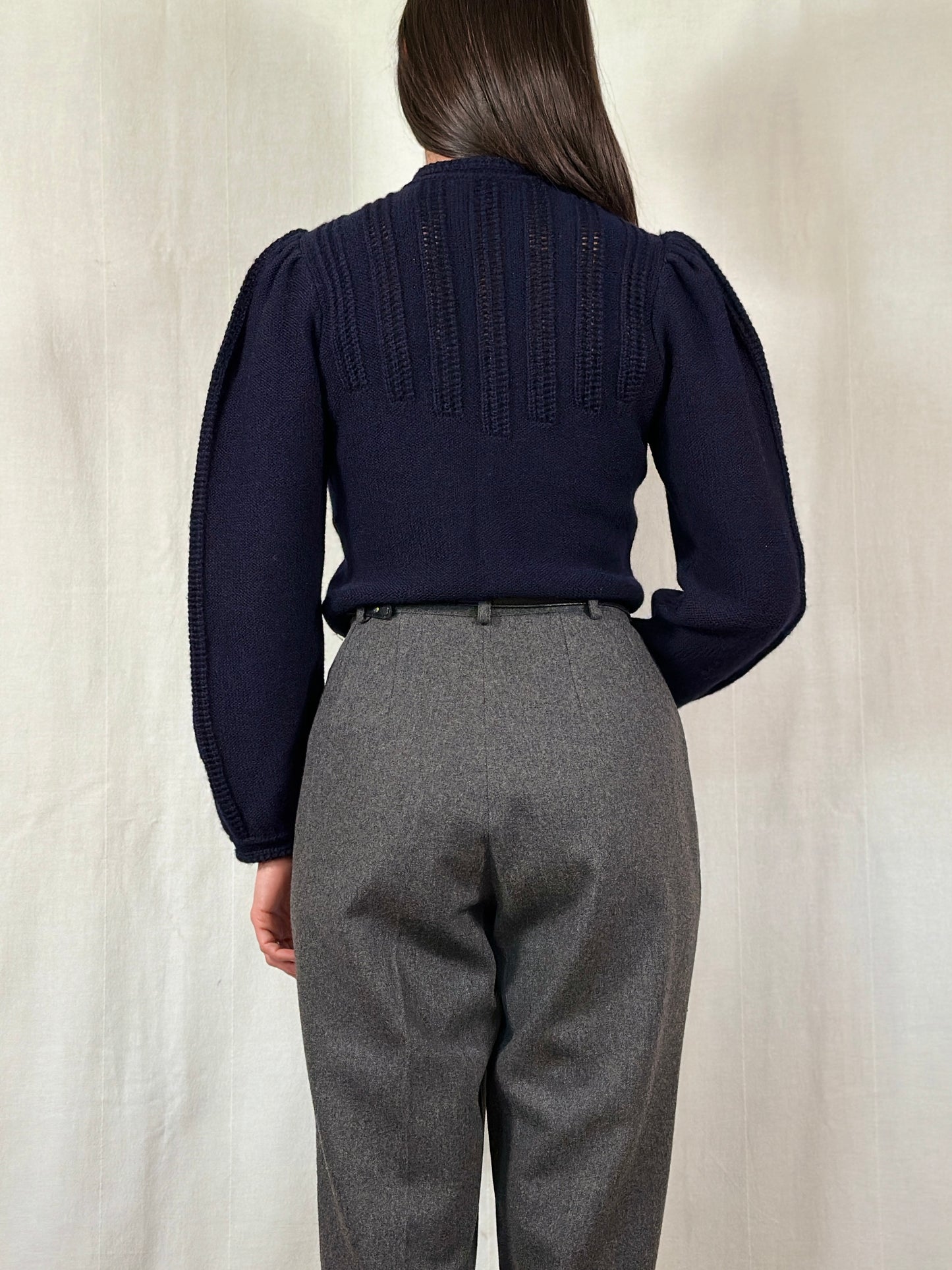 Cardigan Vintage Astrifa in Lana Blu Tg.40/42