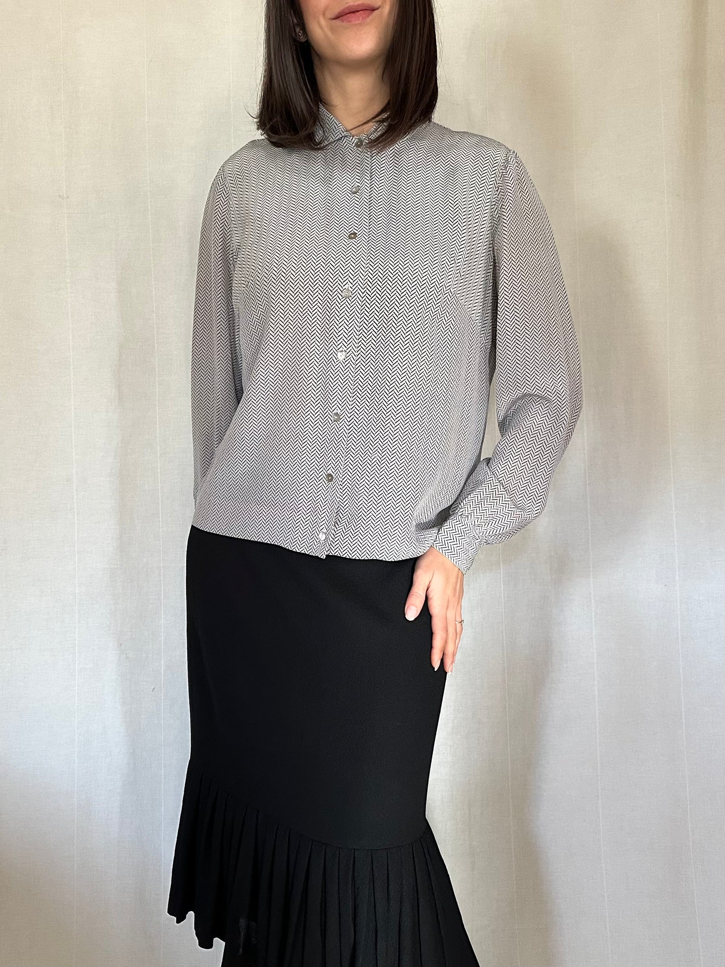 Camicia Sartoriale Anni ‘80 in Seta Grigia Tg.44/46