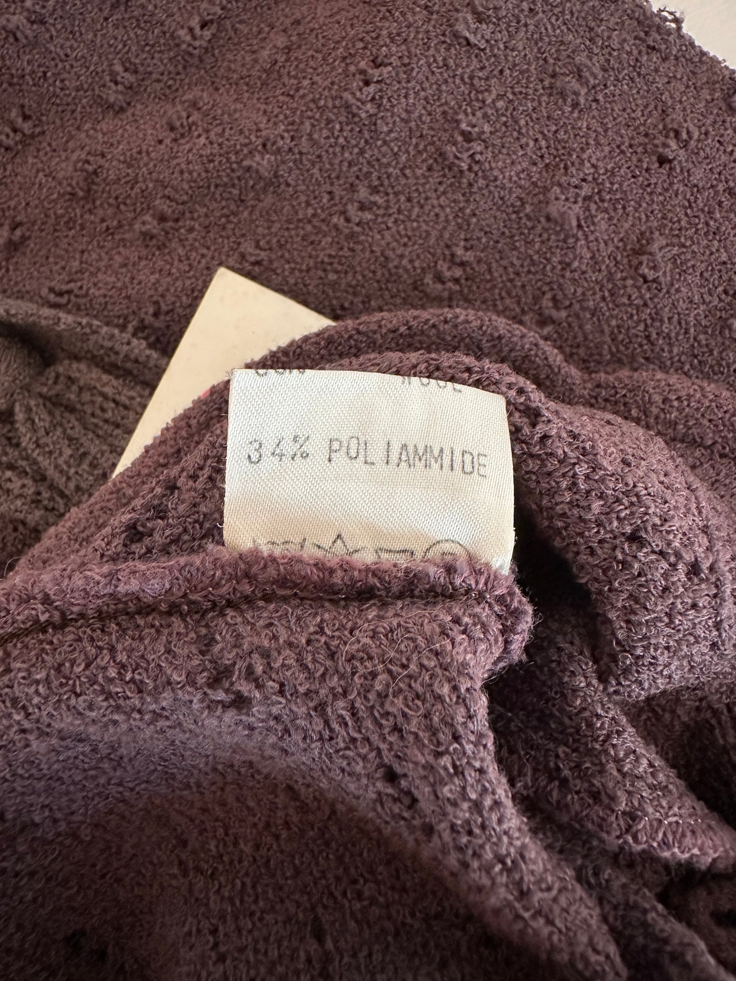 Abito Midi Anni ‘80 Nuovo Misto Lana Prugna Tg.42/44