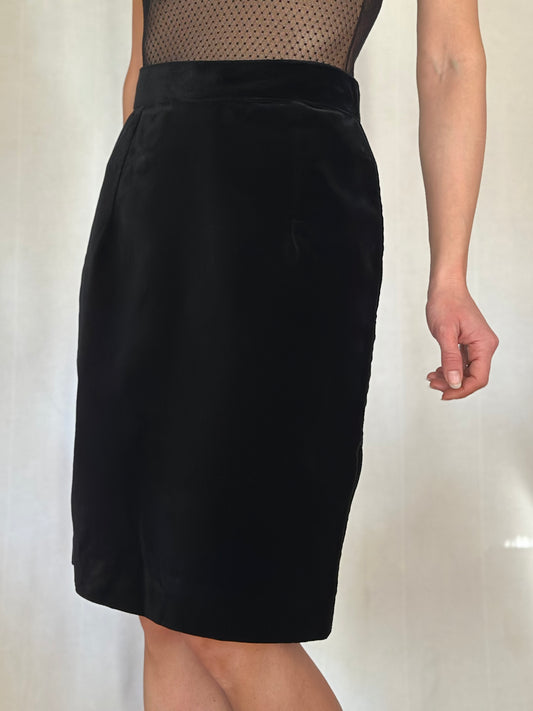 Gonna a Tubino Anni ‘70/‘80 in Velluto Nero