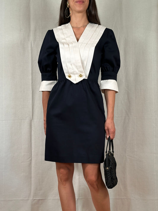 Abito Vintage Anni ‘80 Luisa Spagnoli Blu e Bianco