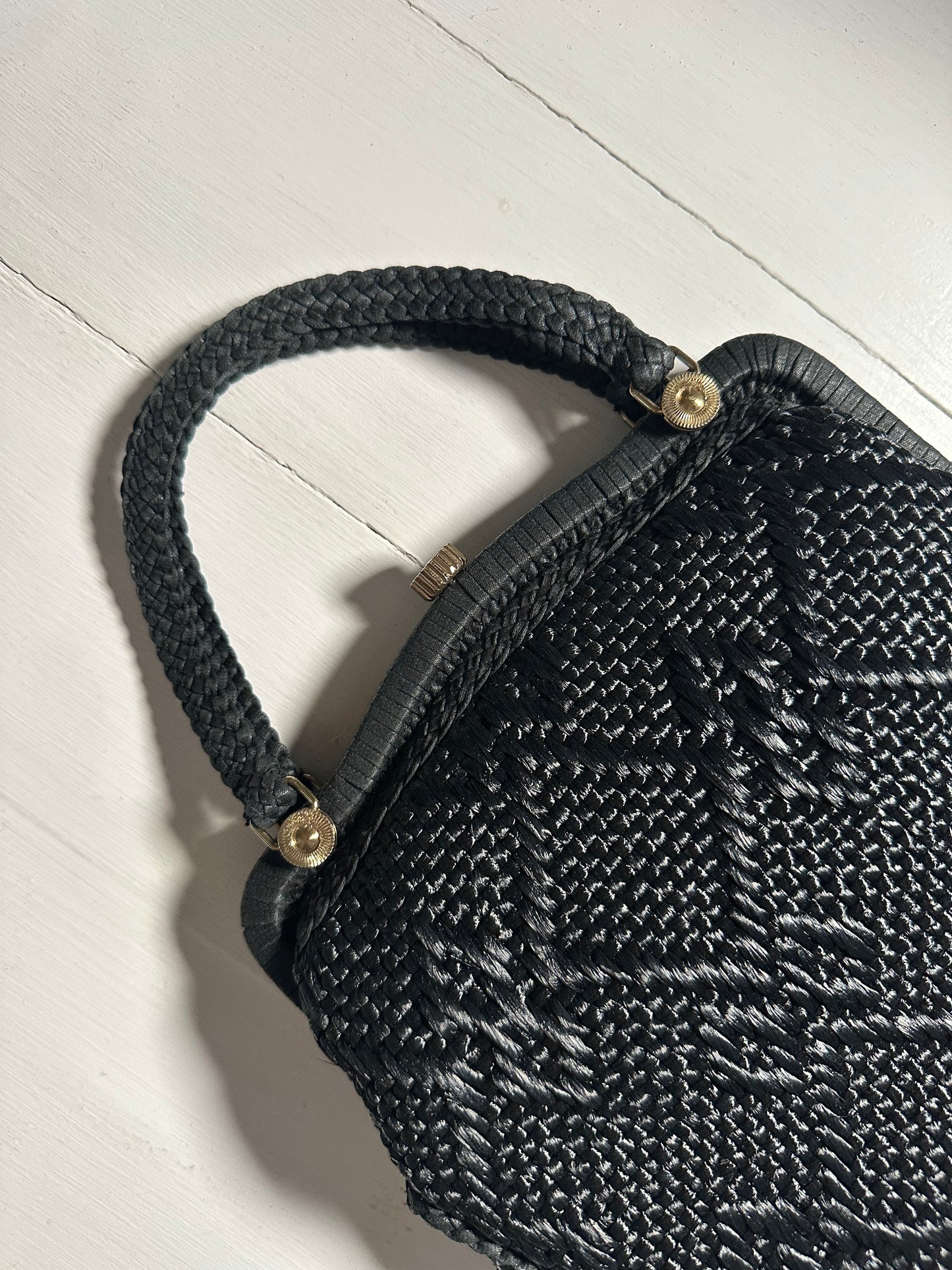 Borsa Vintage Anni ‘50/‘60 in Rafia Nera