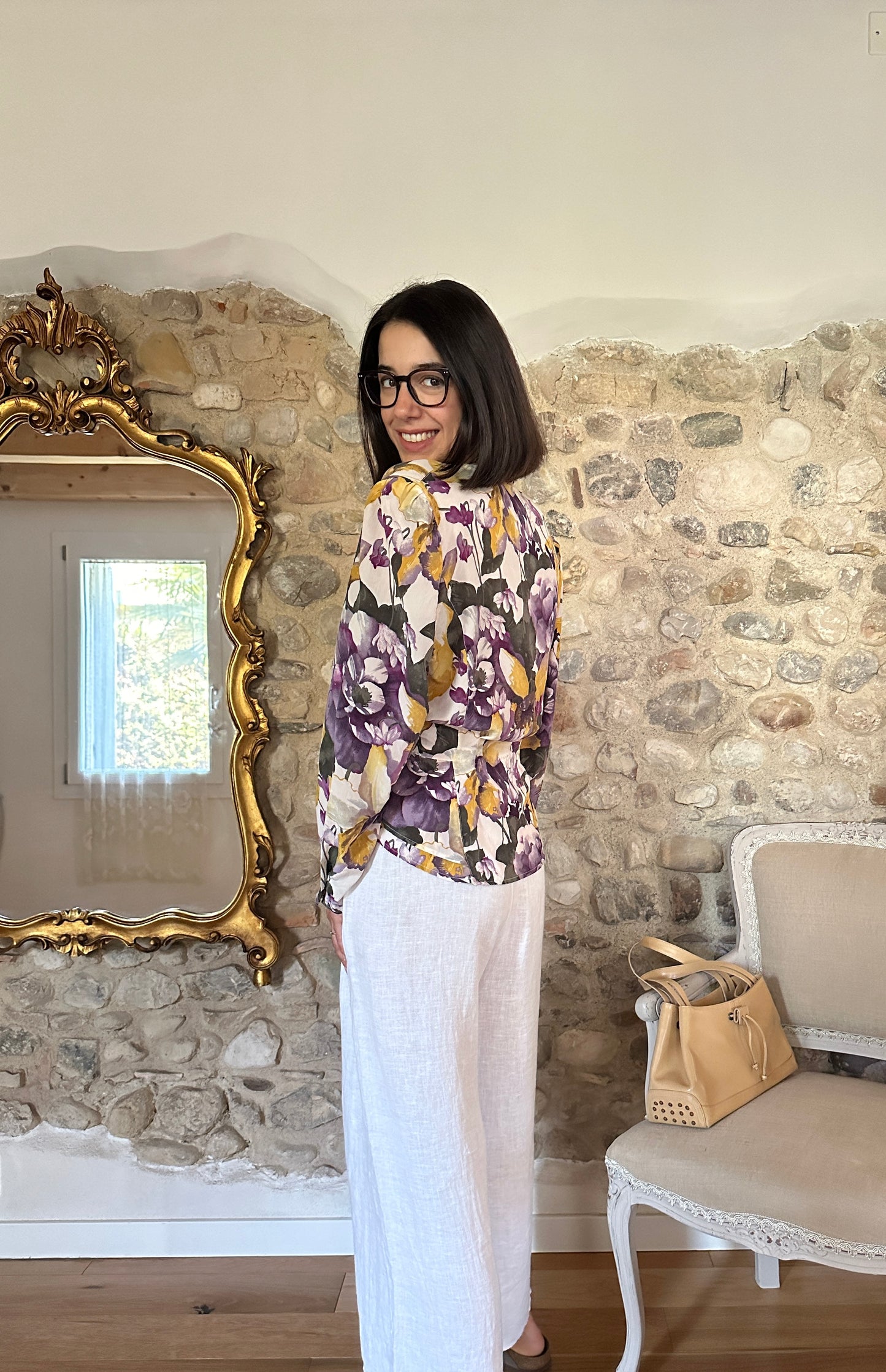 Camicia Anni ‘80 in Seta Floreale Tg.40/42