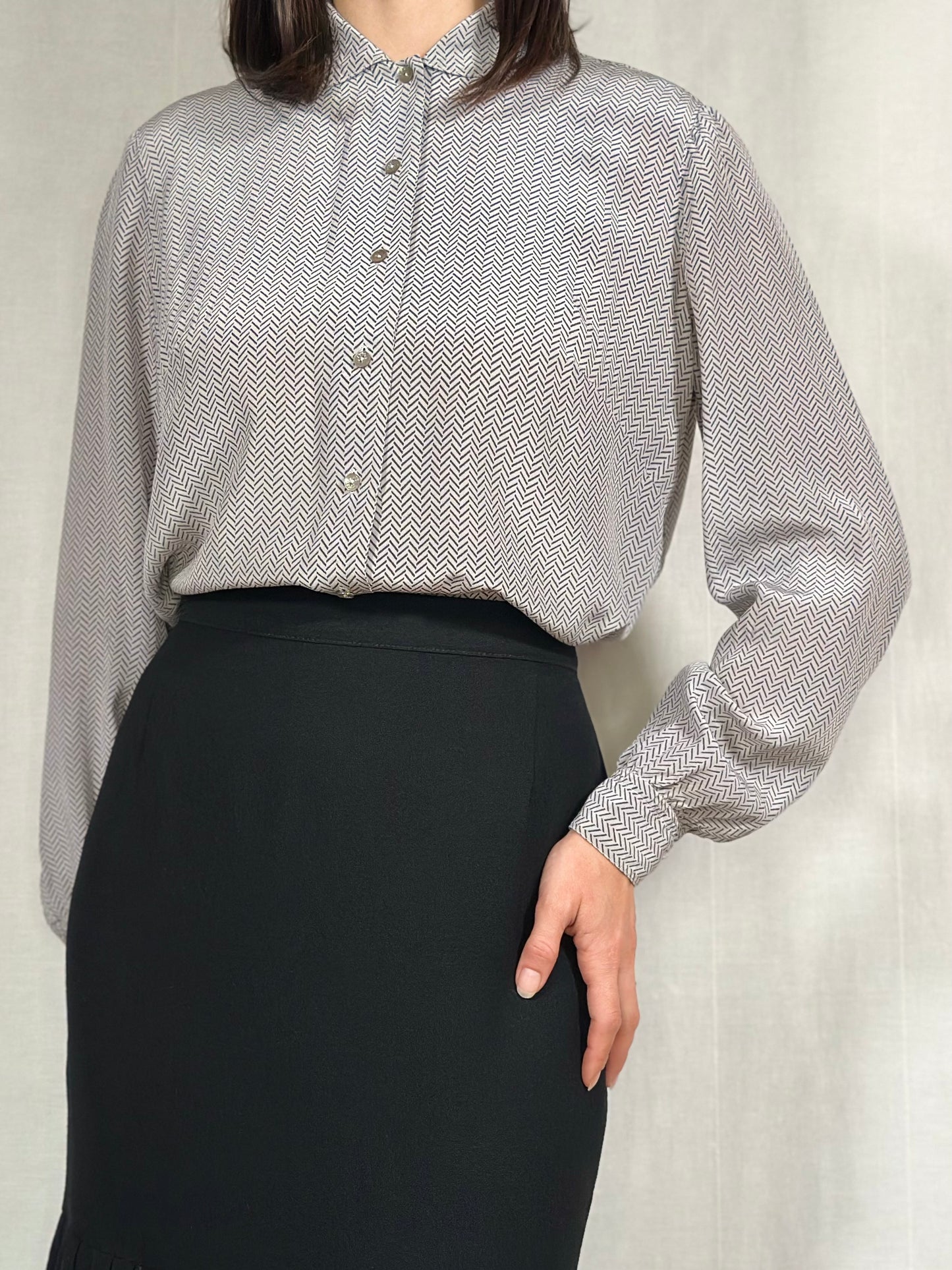 Camicia Sartoriale Anni ‘80 in Seta Grigia Tg.44/46