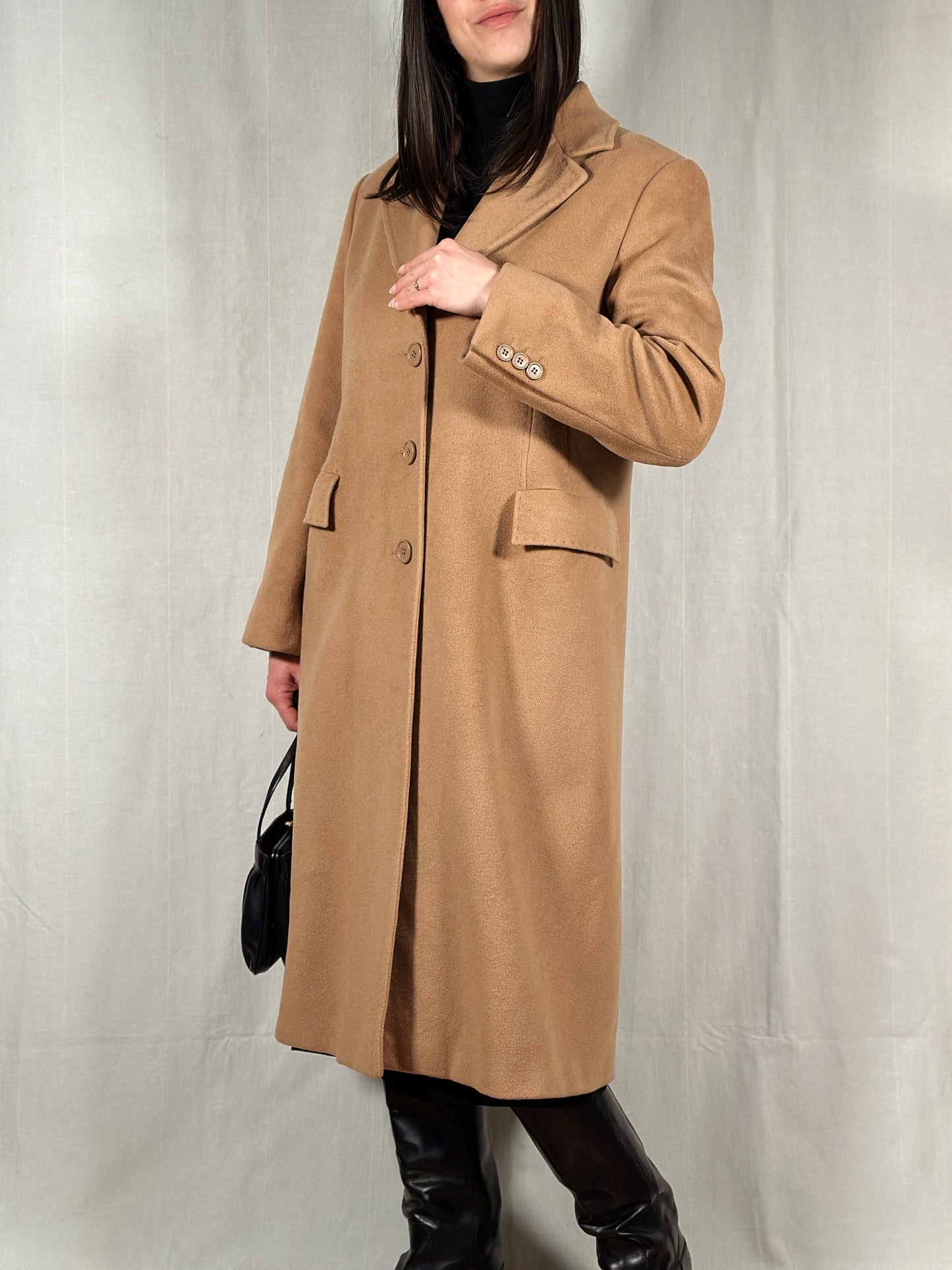 Cappotto Vintage Anni ‘90 Superior in Lana e Cachemire Cammello