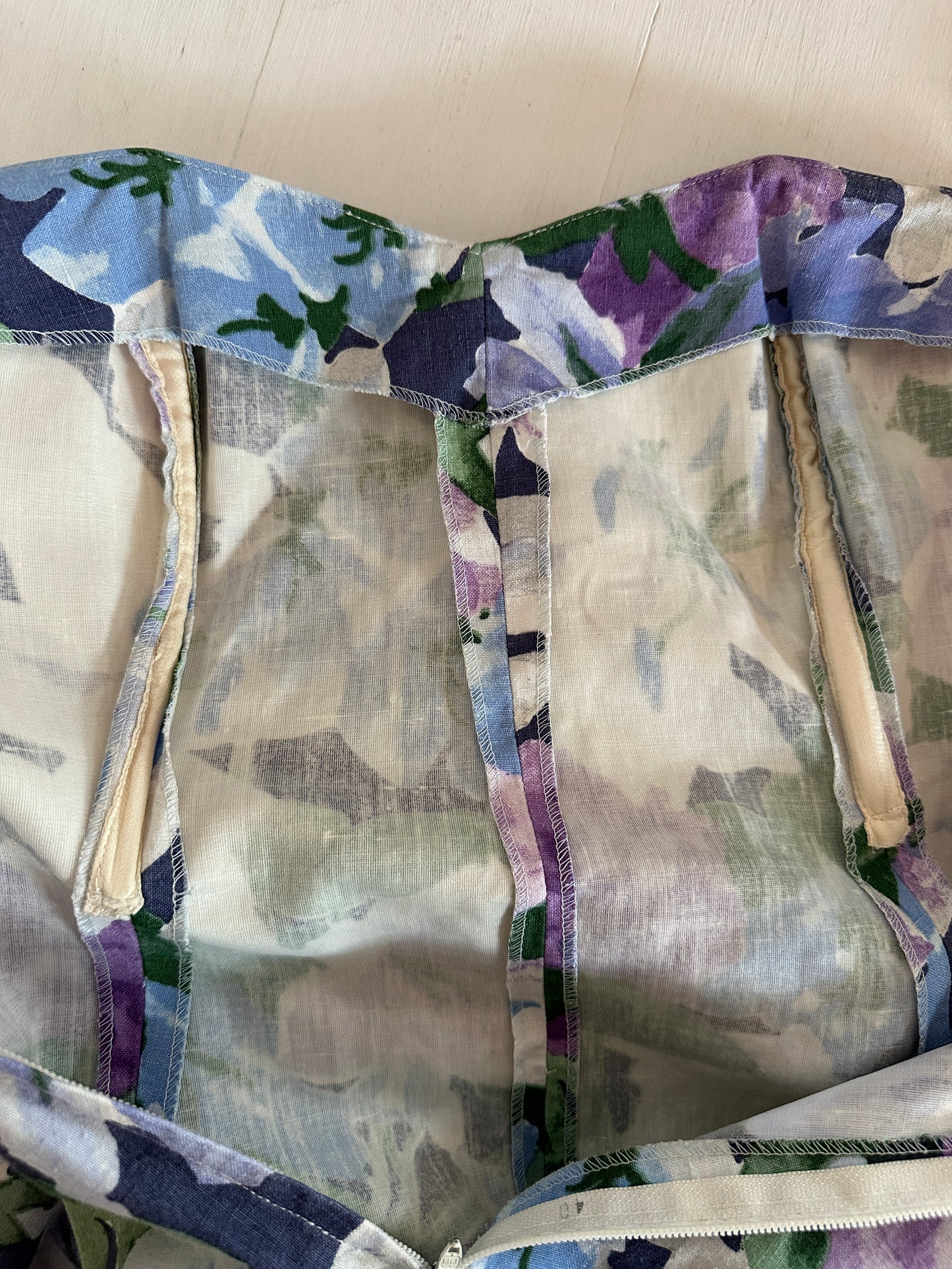 Abito Bustier Vintage Anni ‘80 in Lino a Fiori