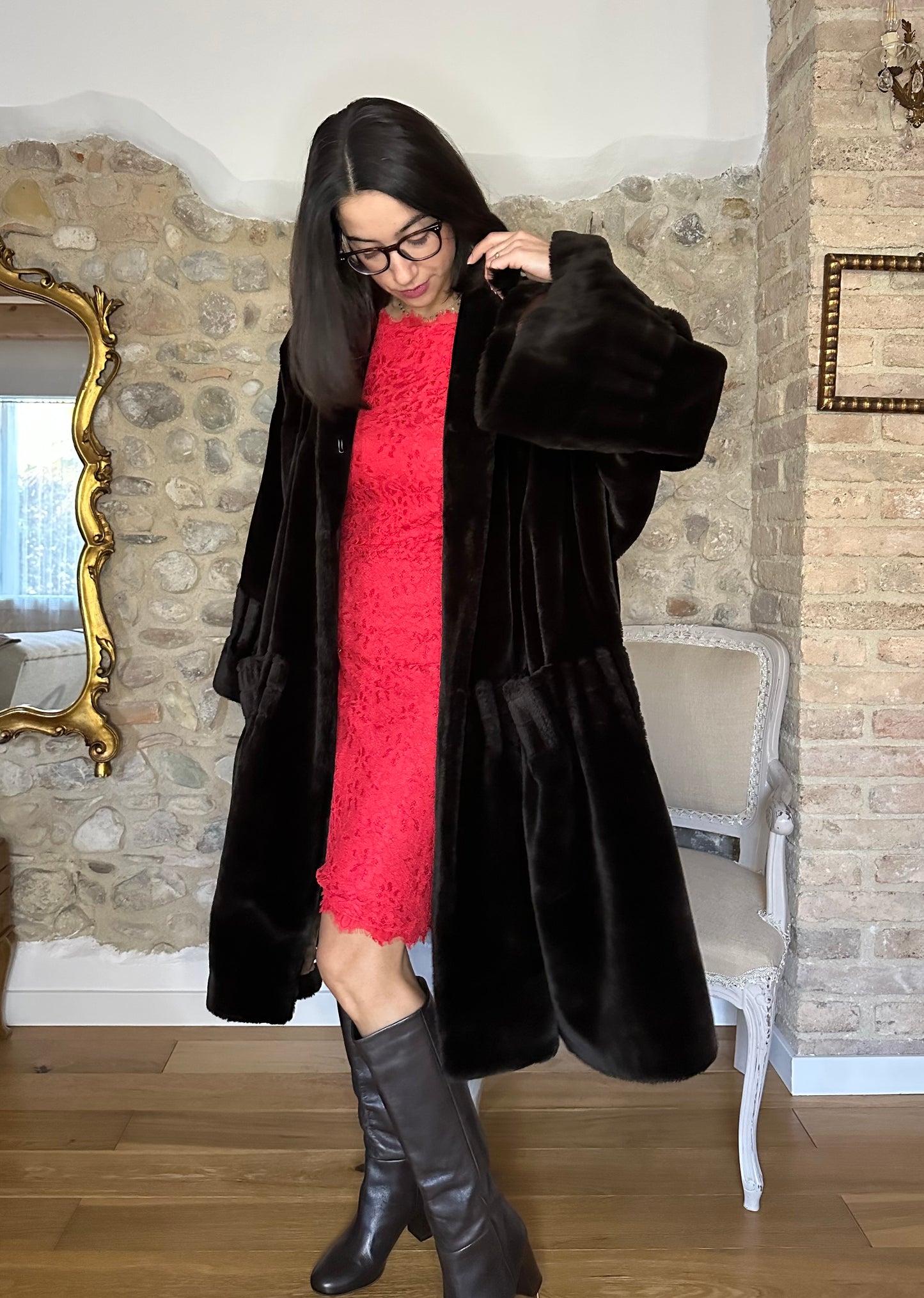 Pelliccia Sintetica Anni ‘80 Marrone Tg. Unica