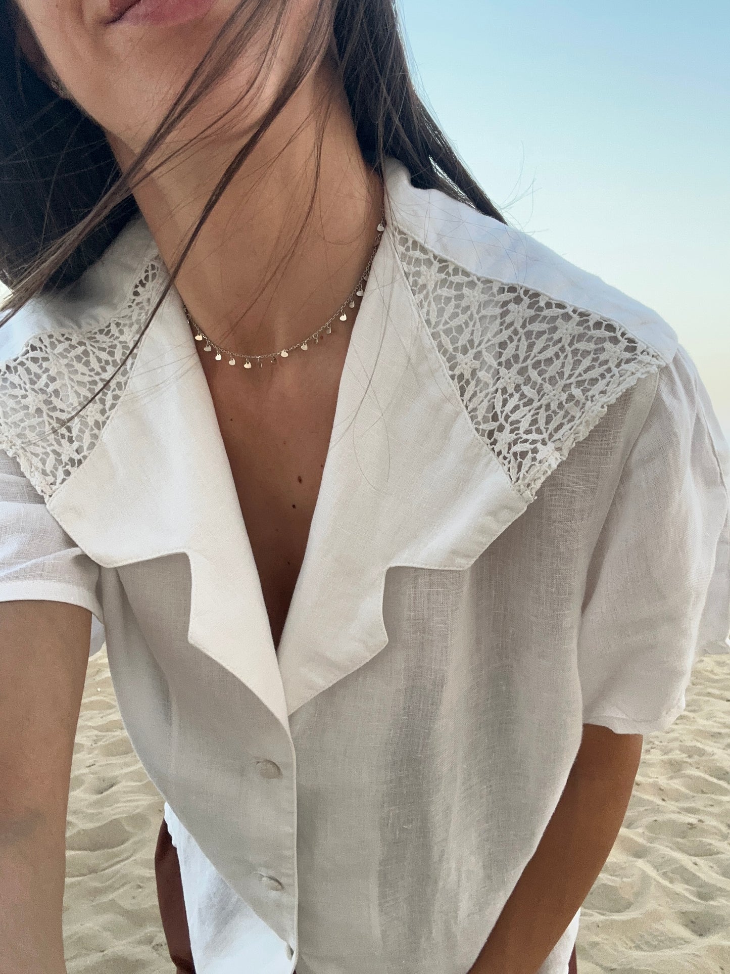 Camicia Vintage Anni ‘80 in Lino Bianca