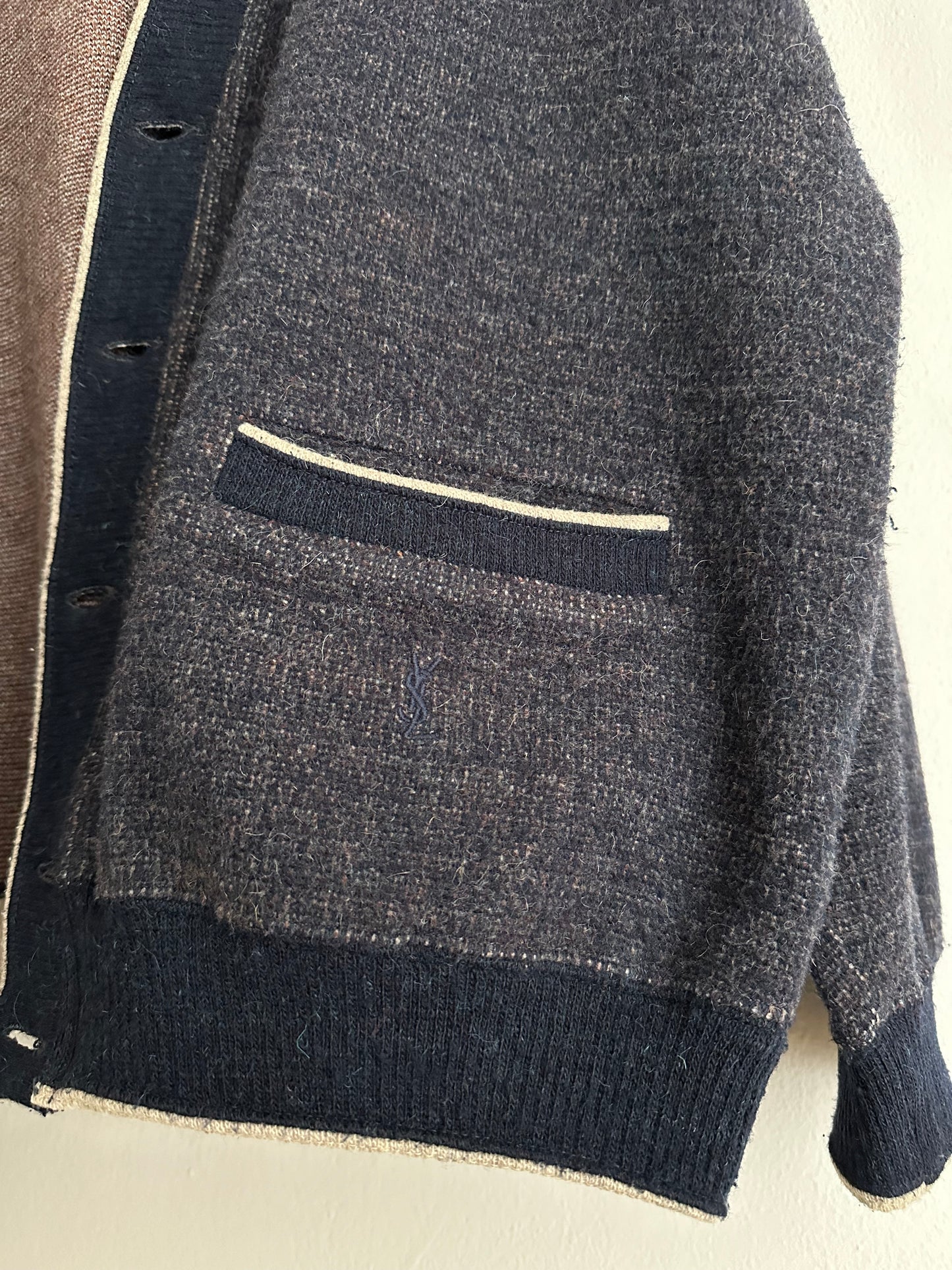 Cardigan YSL Anni ‘80 in Lana e Alpaca Blu tg.L
