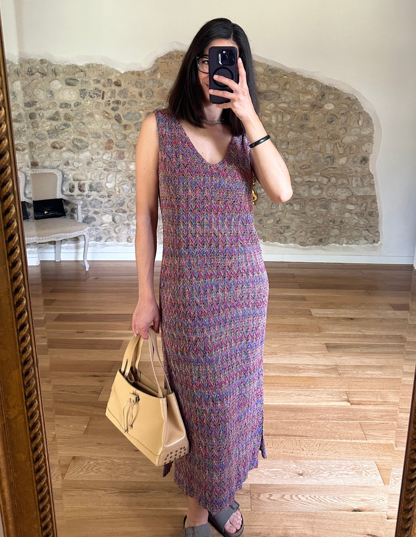 Abito Lungo Multicolore Sartoriale Anni ‘90 Tg.44/46