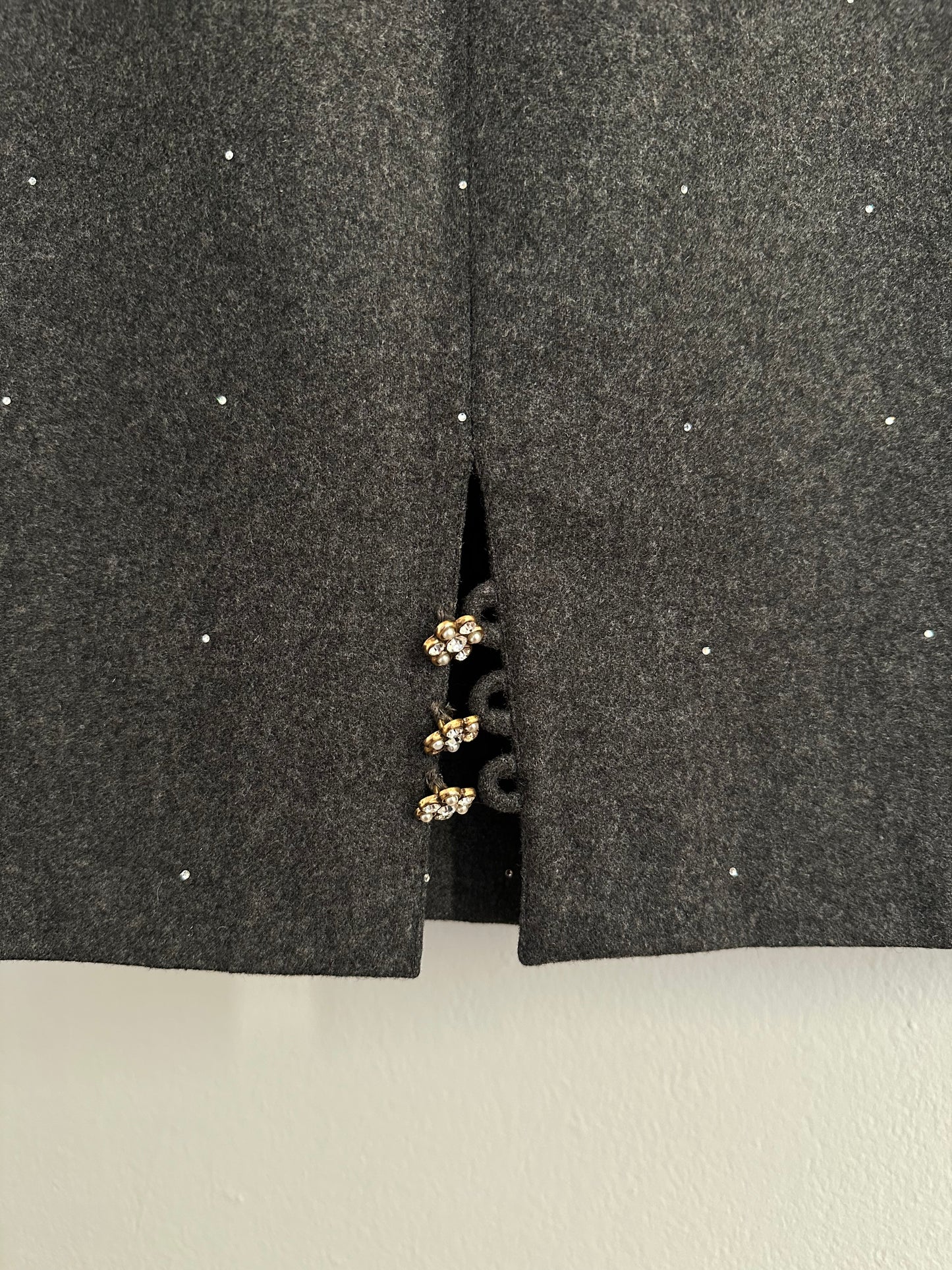 Gonna Anni ‘80 in Lana Grigia con Brillantinin