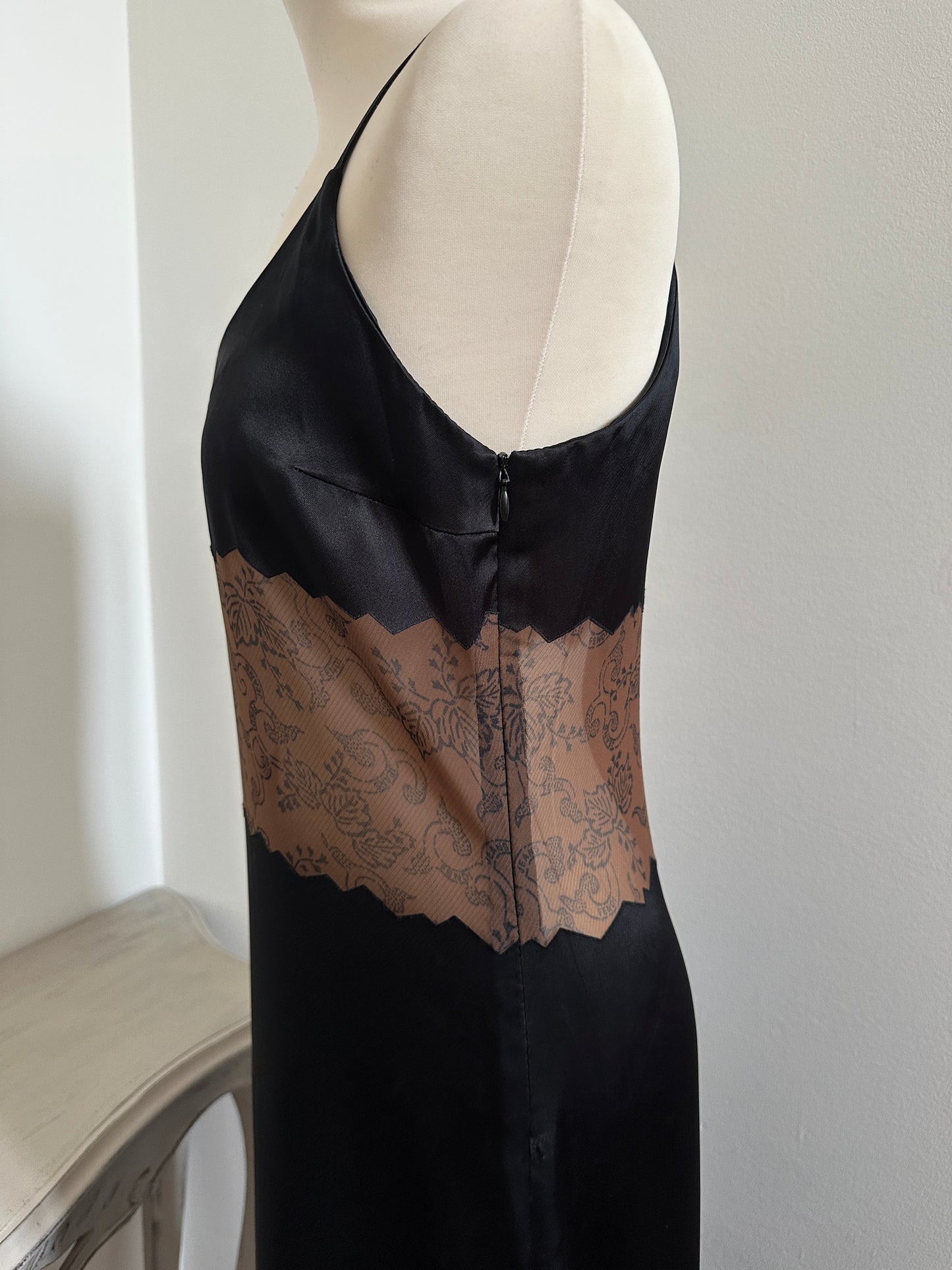 Slip Dress Fendi Vintage Anni ‘90 Nero e Marrone