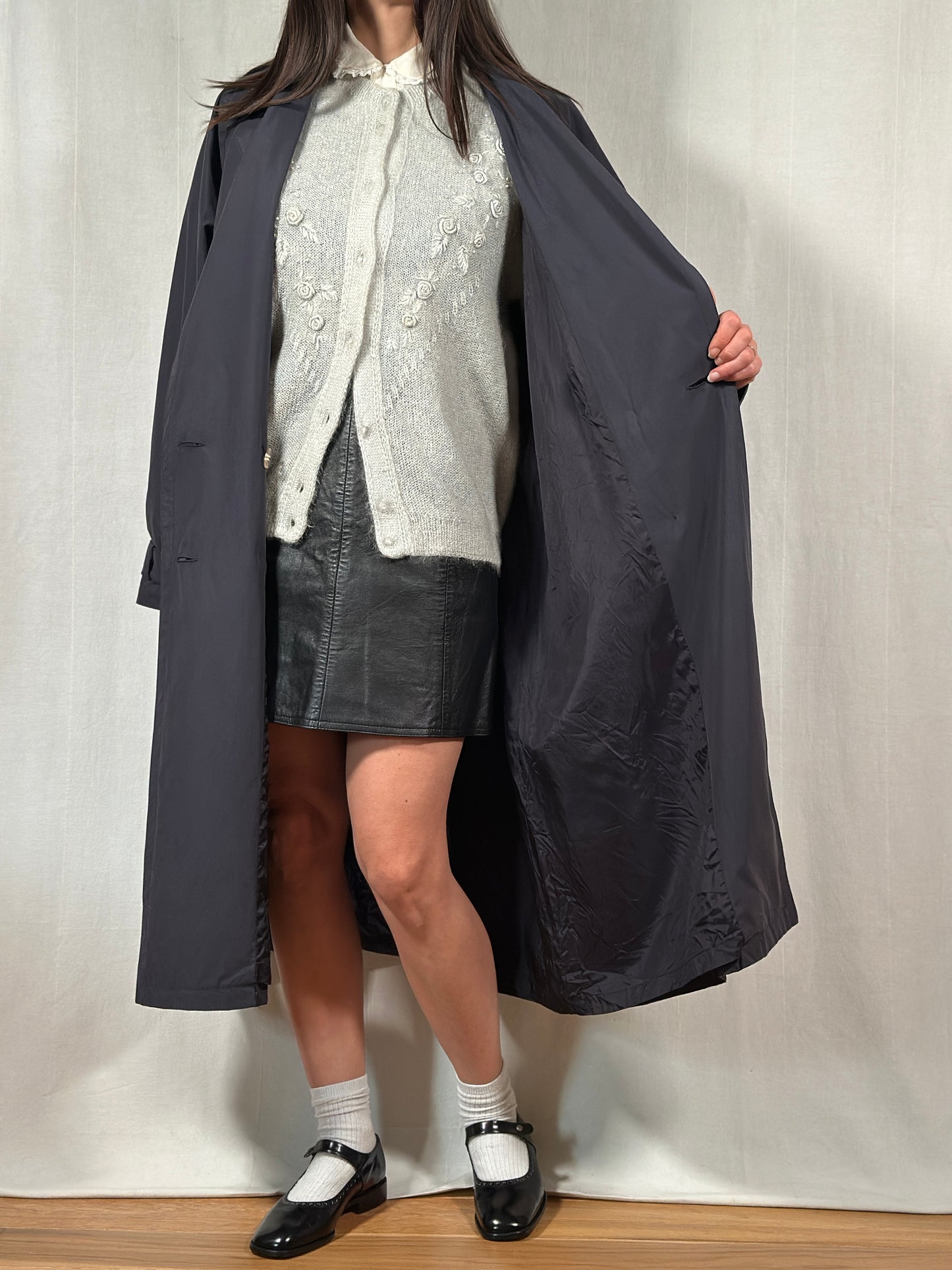 Trench Vintage Anni ‘90 Les Copains Blu Fumo