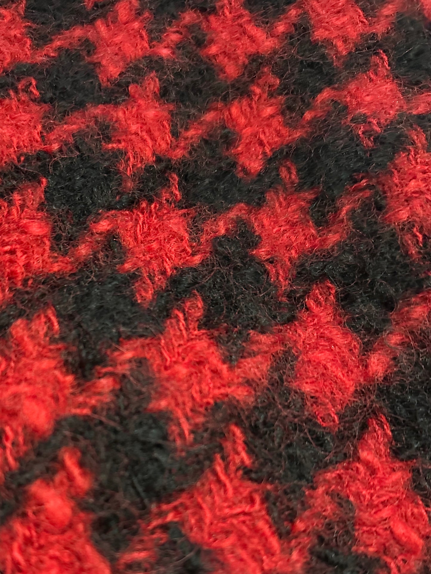 Gonna Mini Sartoriale Pied de Poule in Lana Nera e Rossa