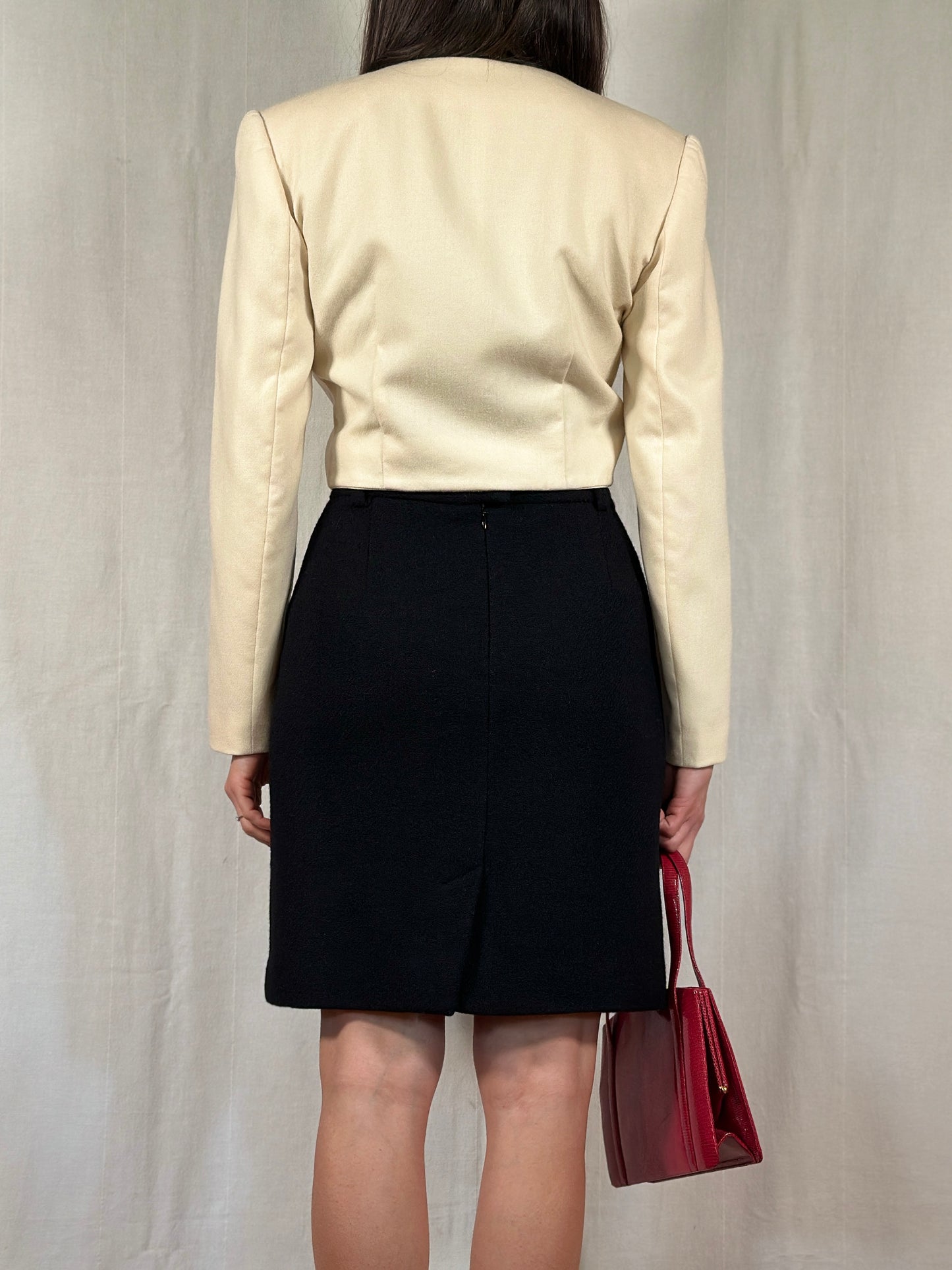 Giacca Crop Vintage Anni ‘80 Marina Babini in Kashmir Crema Tg.42