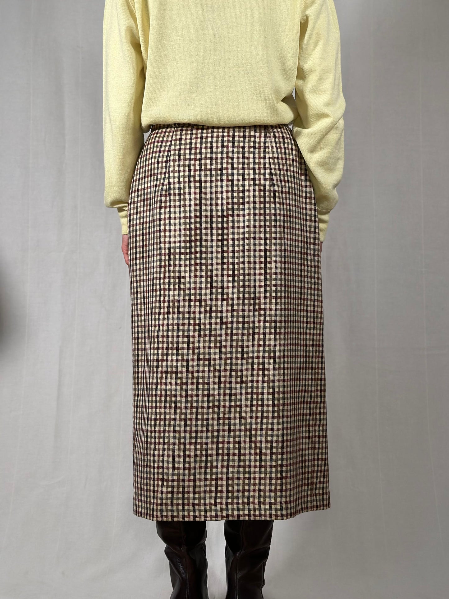 Gonna Longuette Vintage Superior a Quadri in Lana