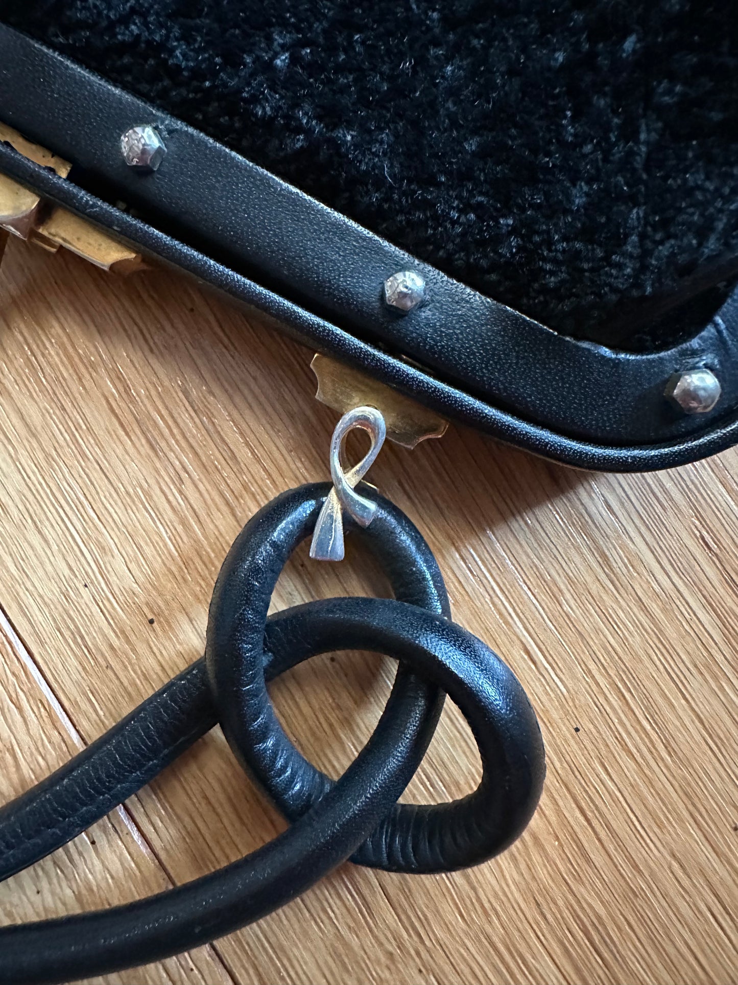 Borsa Vintage Anni ‘60 in Ciniglia e Pelle Nera