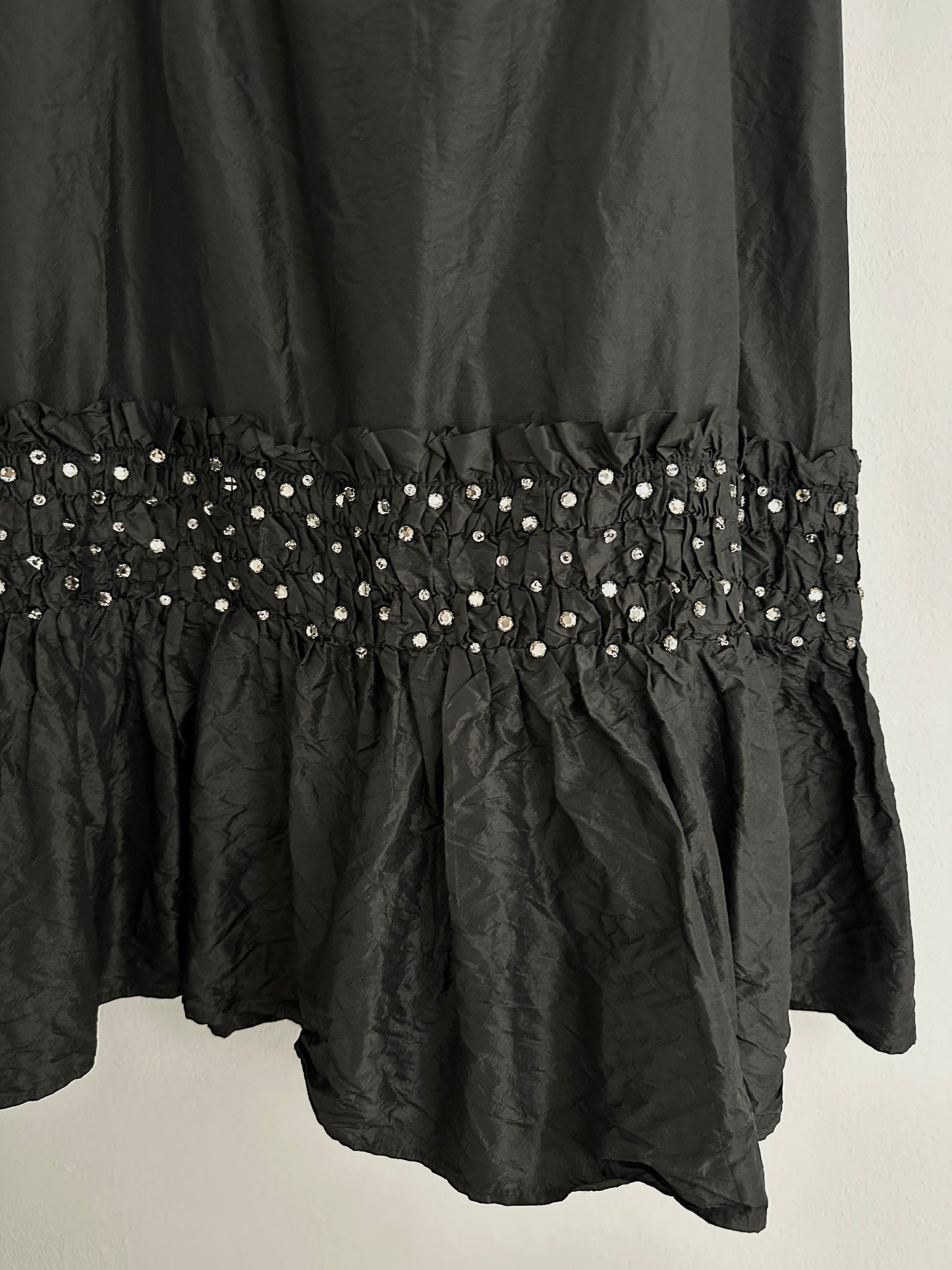 Gonna Blumarine Anni 2000 in Seta Nera con Brillanti Tg.50/52/54