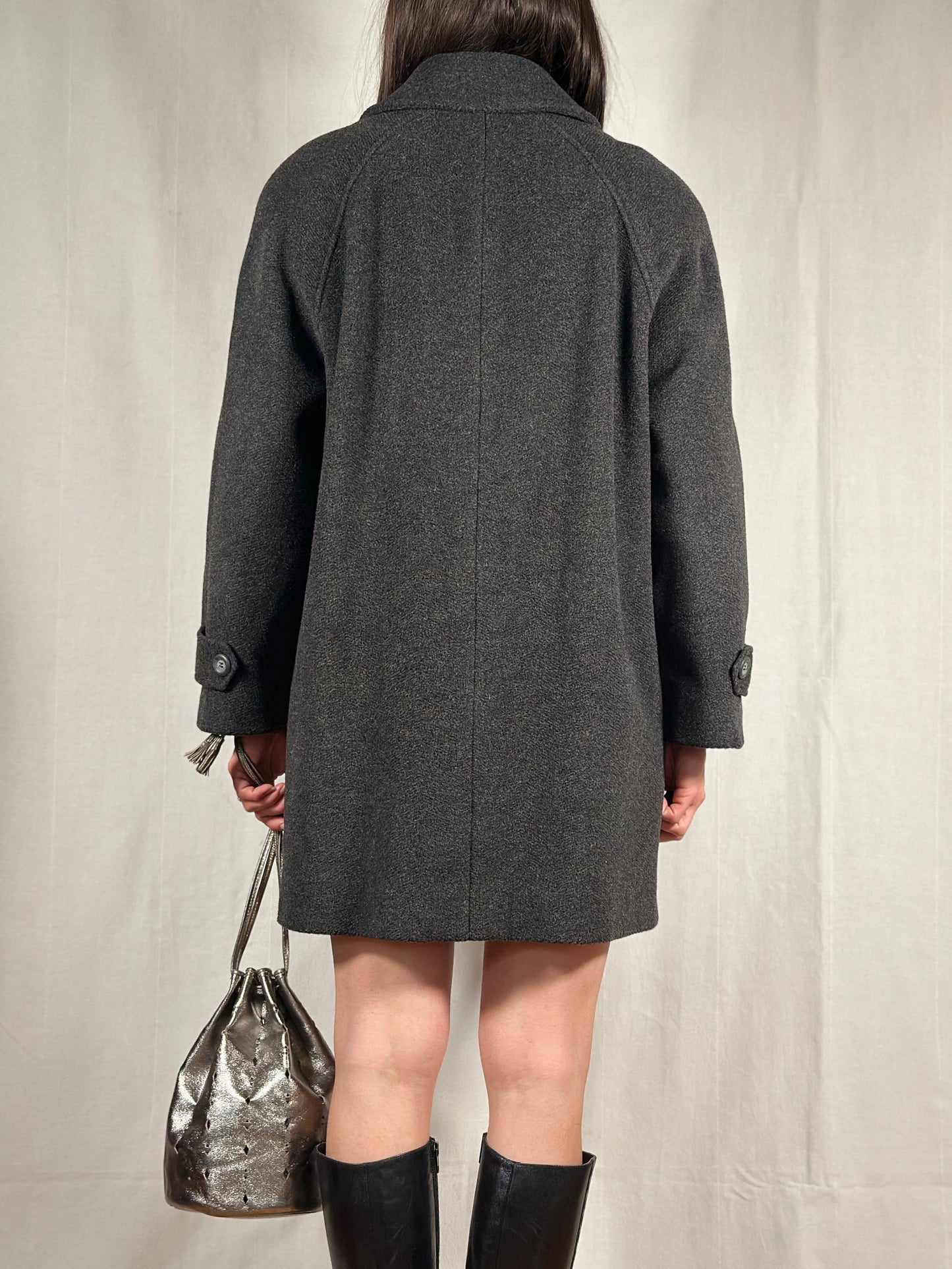 Cappotto Corto Grigio in Lana