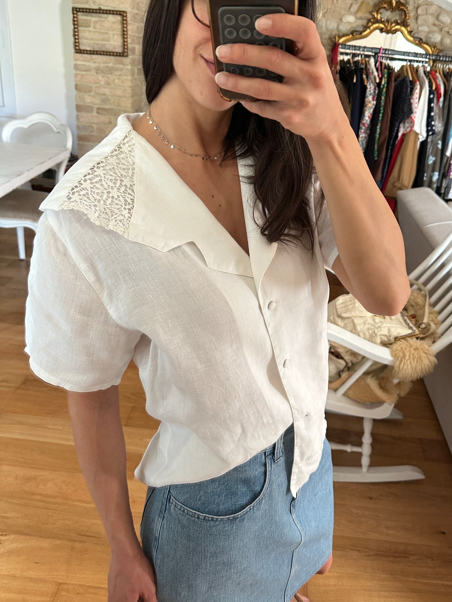 Camicia Vintage Anni ‘80 in Lino Bianca