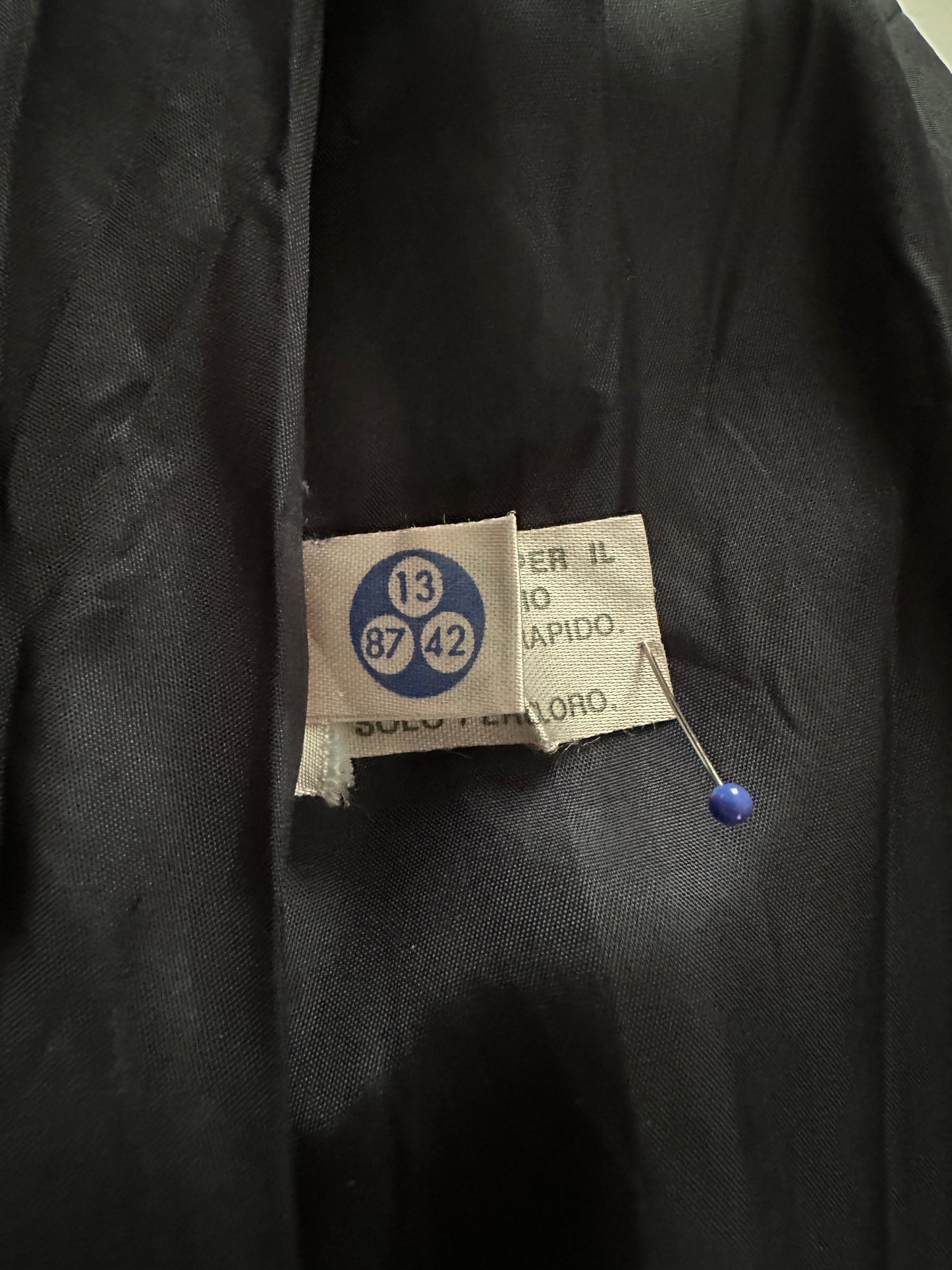 Abito Vintage Anni ‘70 in Viscosa Blu con Profili Rossi