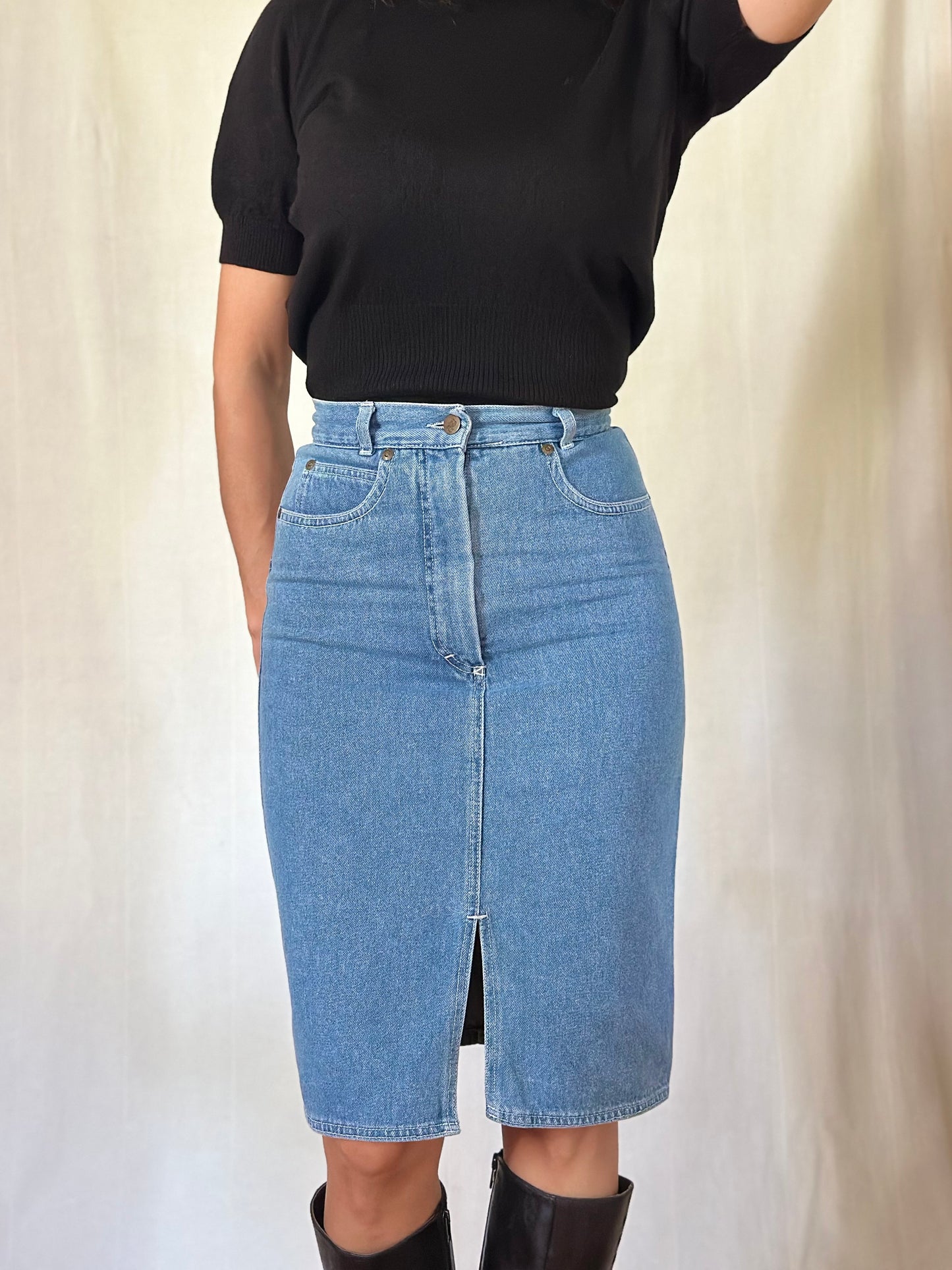 Gonna Vintage Oaks by Ferrè Anni ‘80 in Jeans Tg.36