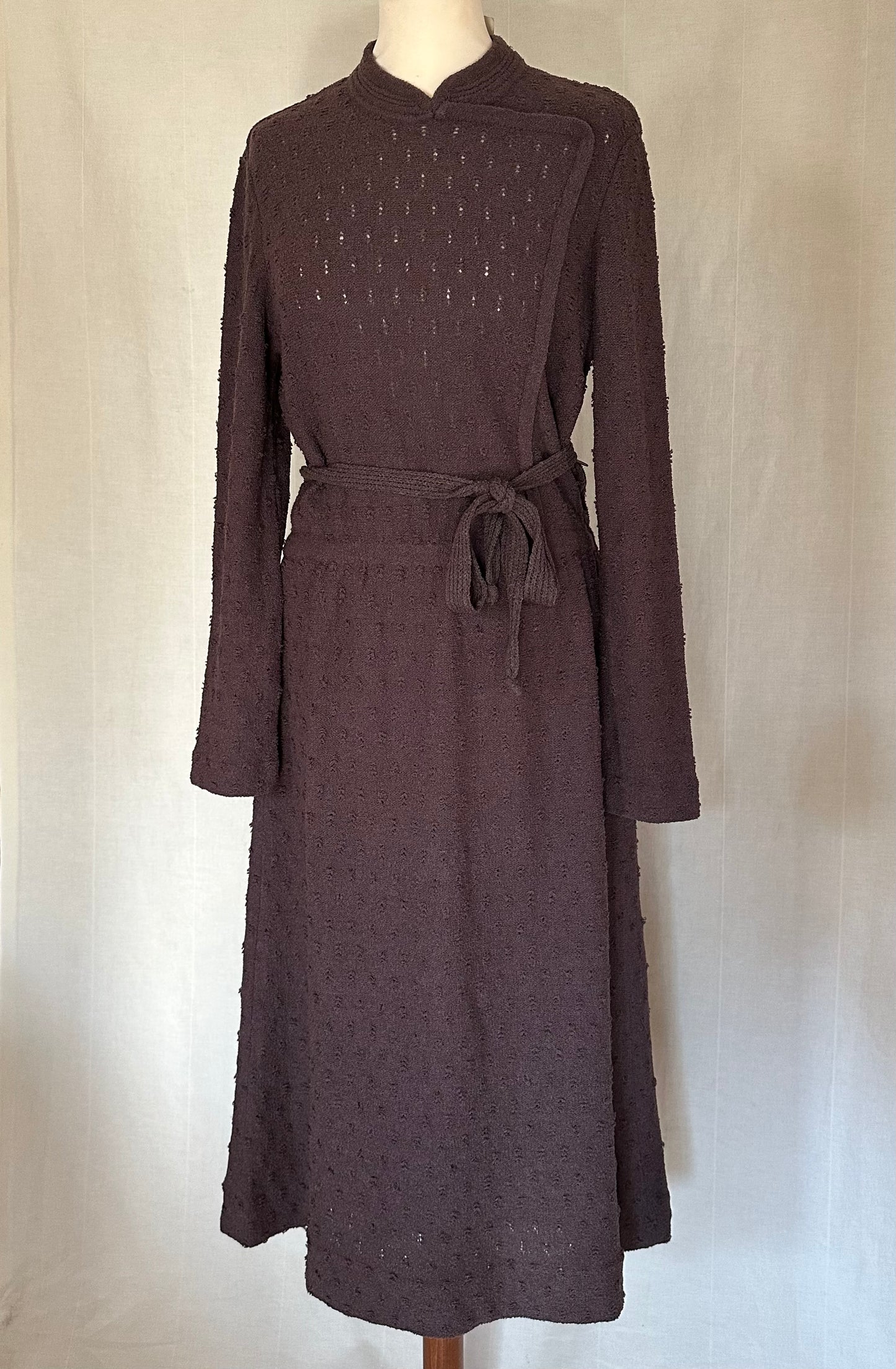 Abito Midi Anni ‘80 Nuovo Misto Lana Prugna Tg.42/44