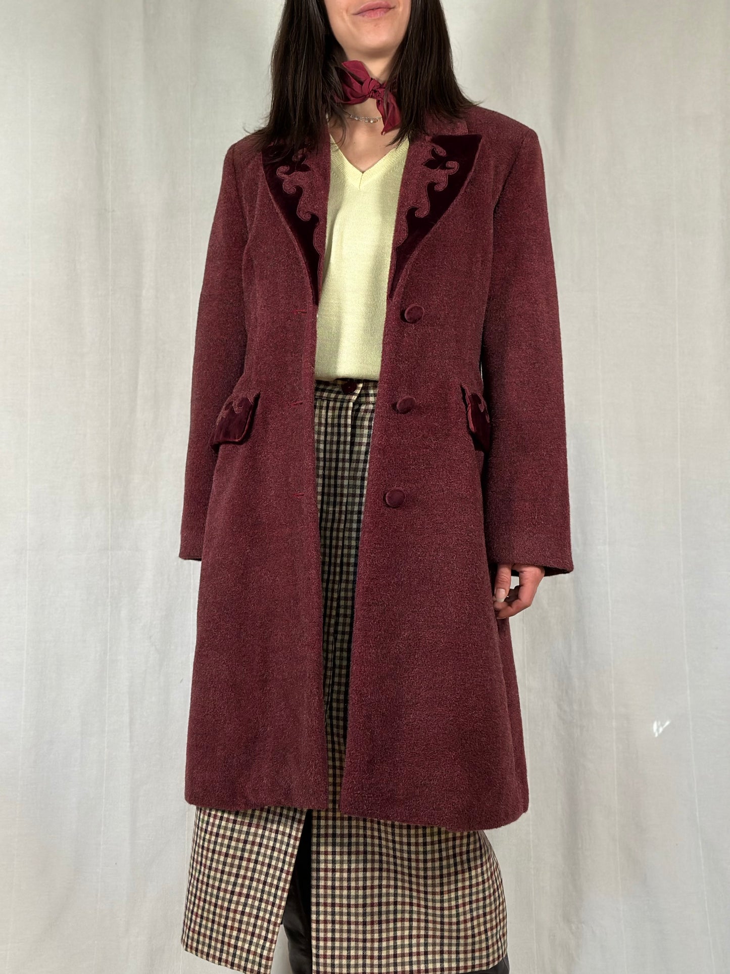 Cappotto Anni ‘90 Nicoletta Ruggiero in Lana e Angora Vinaccia