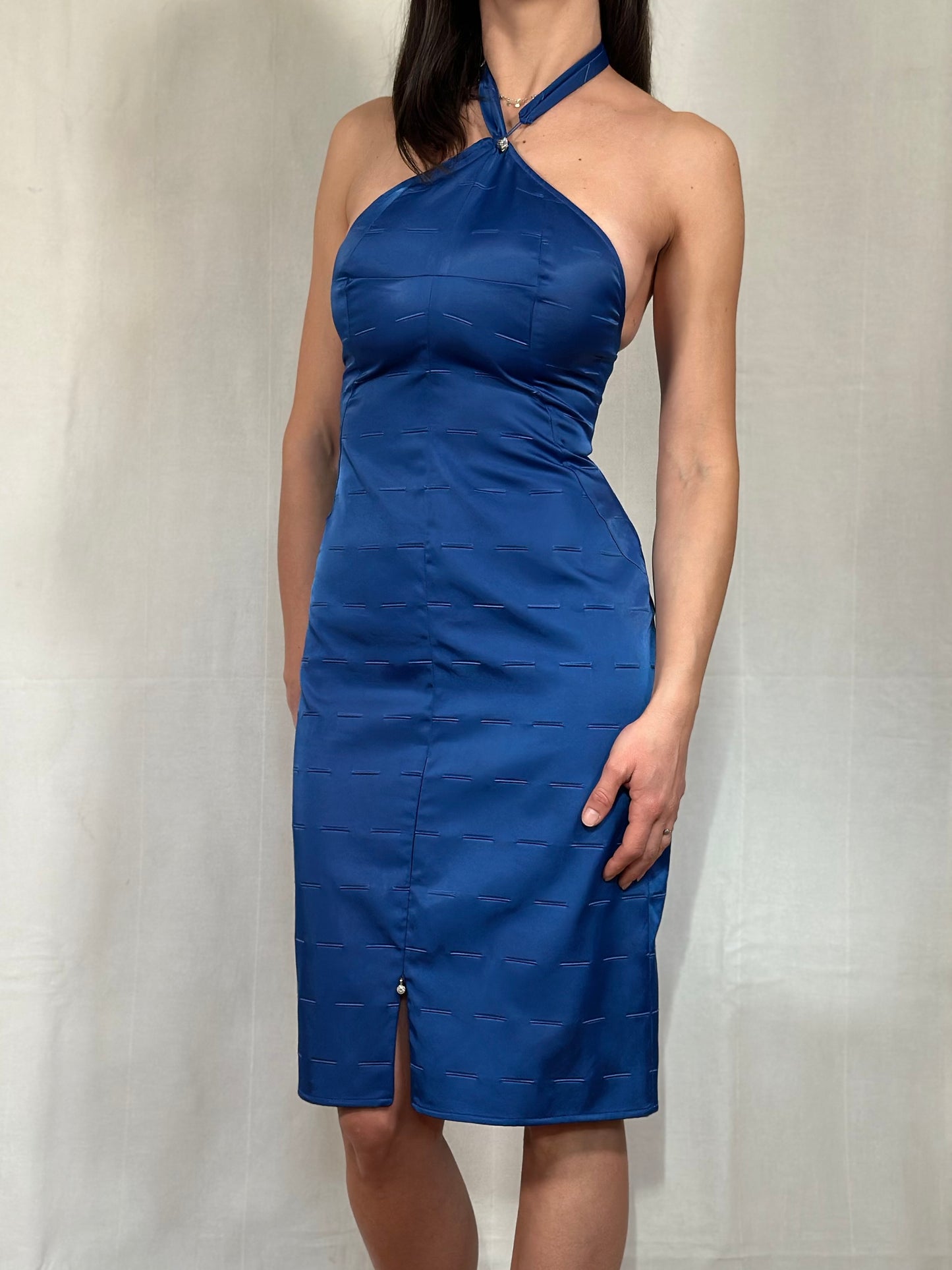 Abito Halter Versace Jeans Couture Blu Elettrico