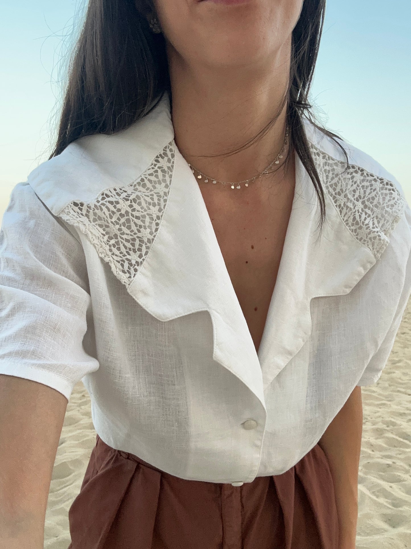 Camicia Vintage Anni ‘80 in Lino Bianca