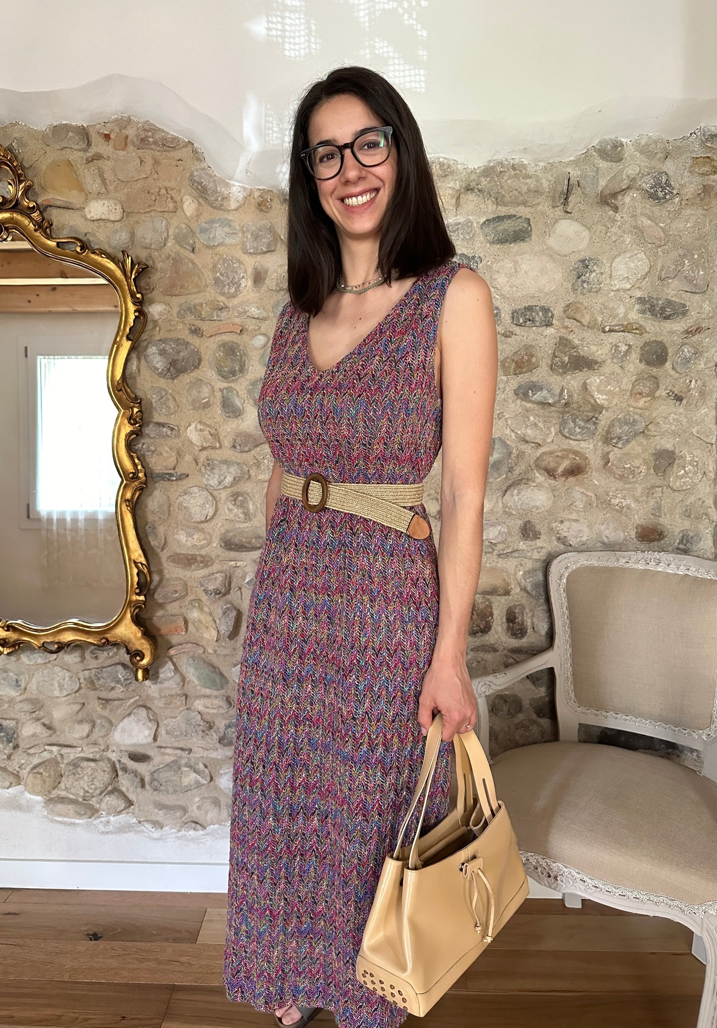 Abito Lungo Multicolore Sartoriale Anni ‘90 Tg.44/46