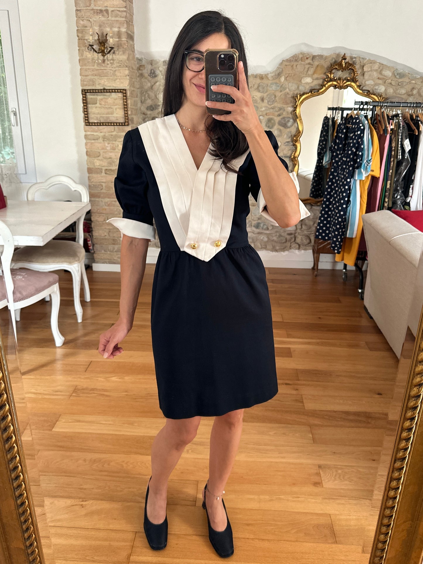 Abito Vintage Anni ‘80 Luisa Spagnoli Blu e Bianco