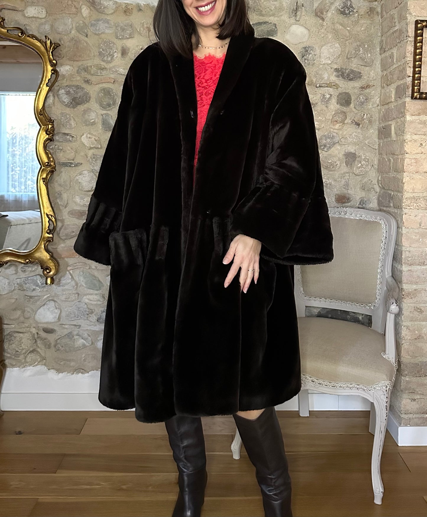 Pelliccia Sintetica Anni ‘80 Marrone Tg. Unica