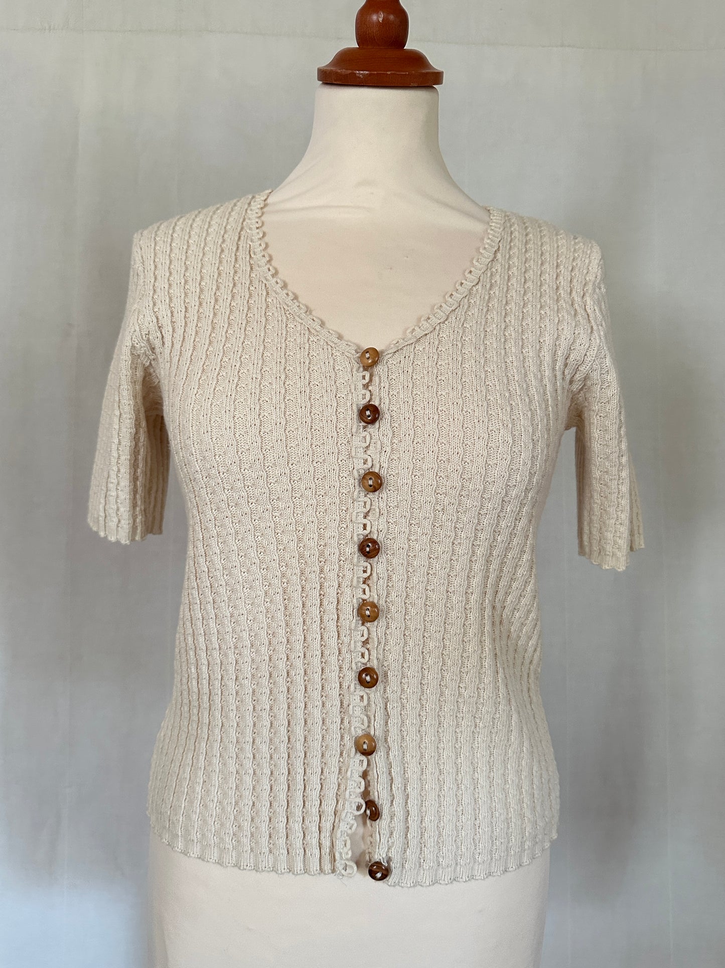 Maglia Anni ‘90 in Cotone a Coste Beige