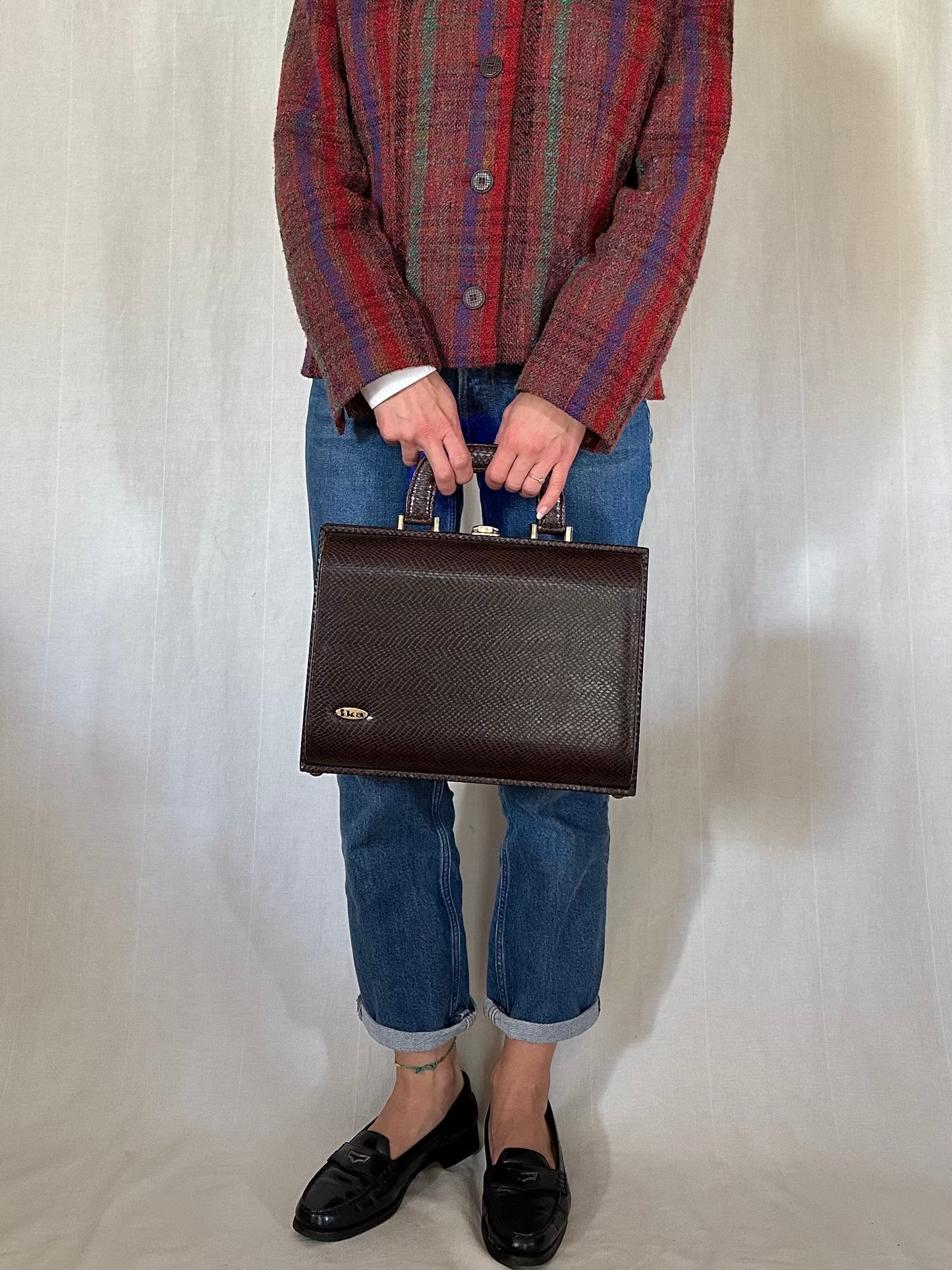 Borsa Valigetta Anni ‘70 Ika Similpelle Lucertola Marrone