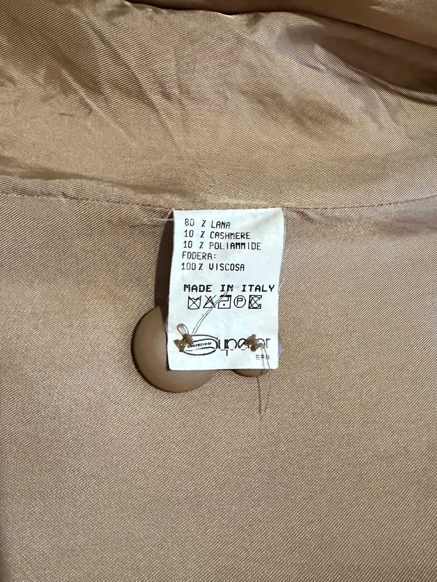 Cappotto Vintage Anni ‘90 Superior in Lana e Cachemire Cammello