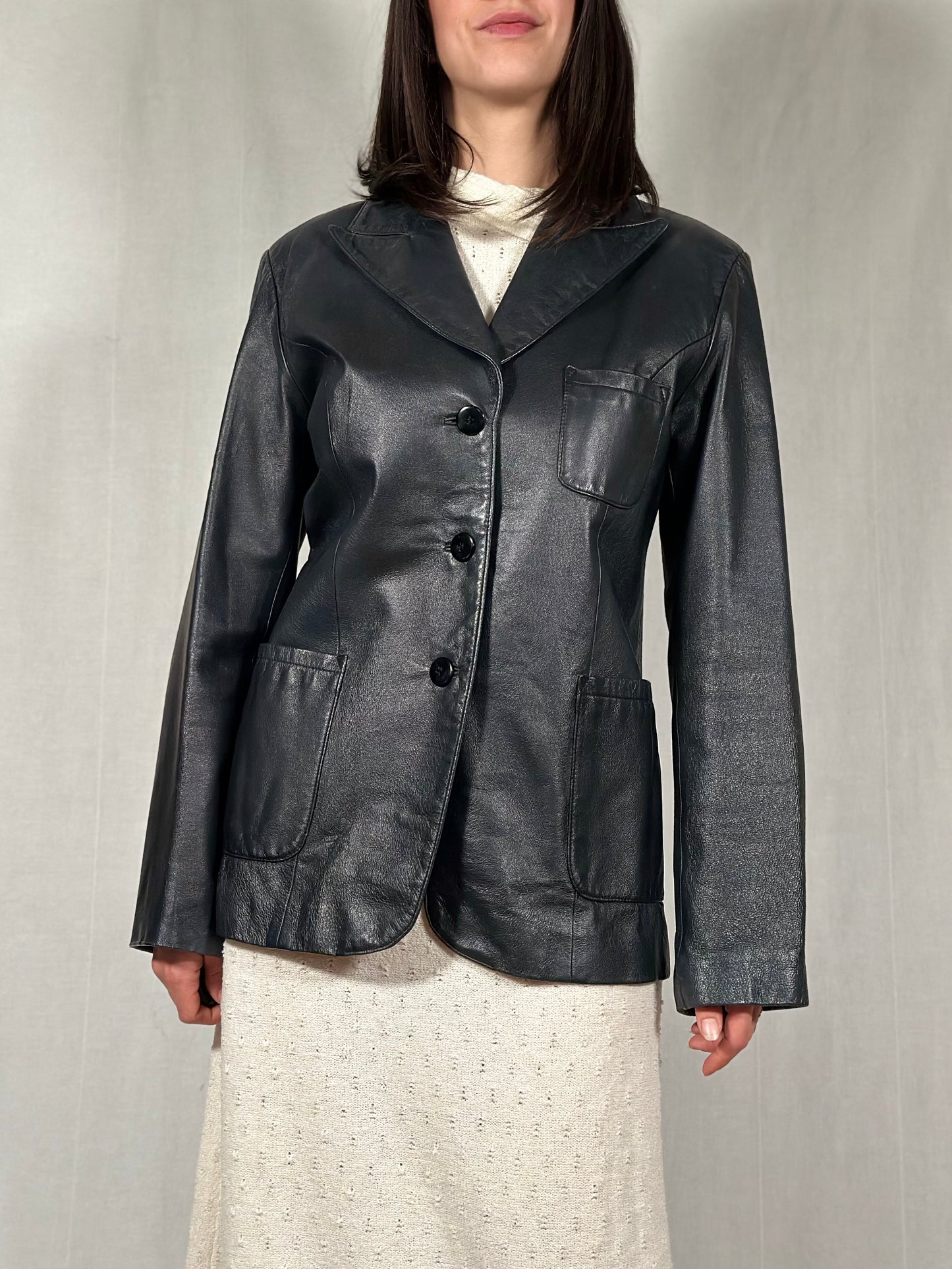 Giacca Mad’s Anni 2000 in Pelle Blu Tg.40/42