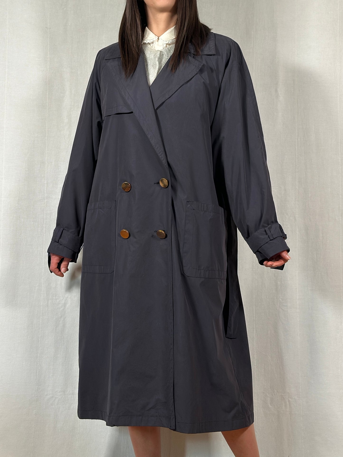 Trench Vintage Anni ‘90 Les Copains Blu Fumo