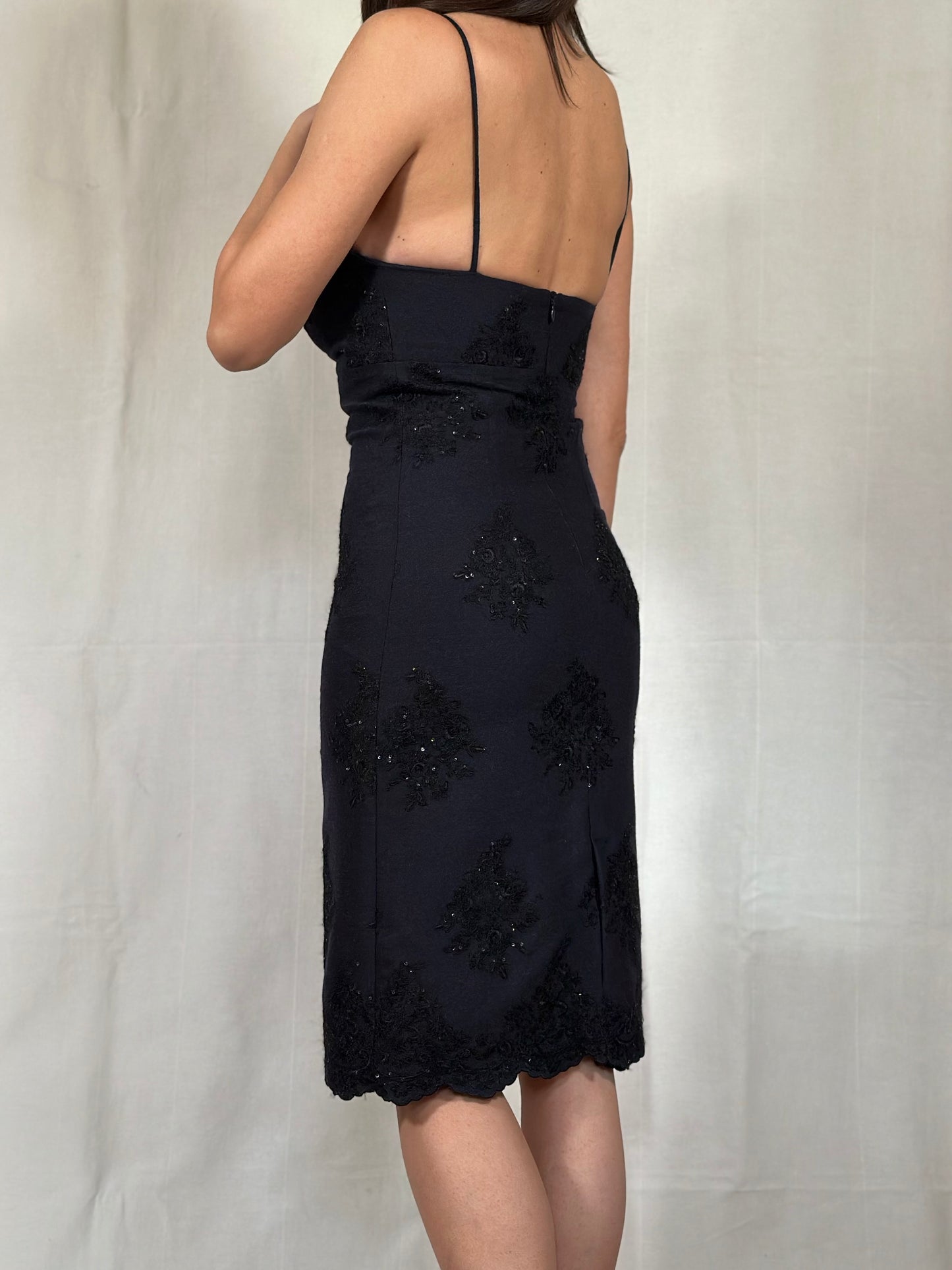 Abito Gio’ Guerreri Tubino in Lana Blu con Paillettes