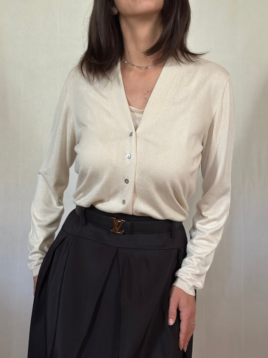 Completo Twinset Canotta e Cardigan in Seta Beige Tg.44/46