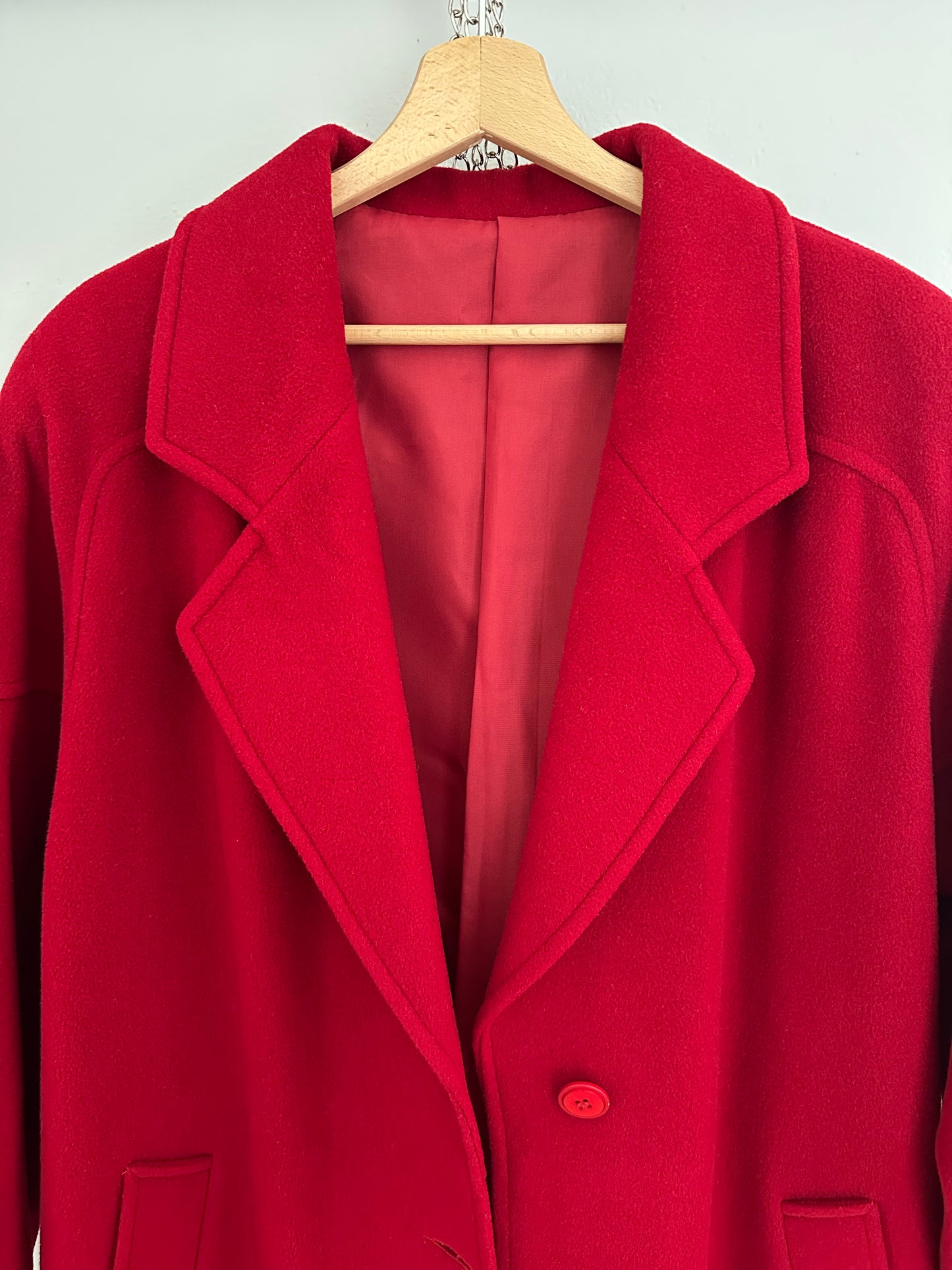 Cappotto Lungo Vintage Anni ‘80 in Misto Lana Rosso