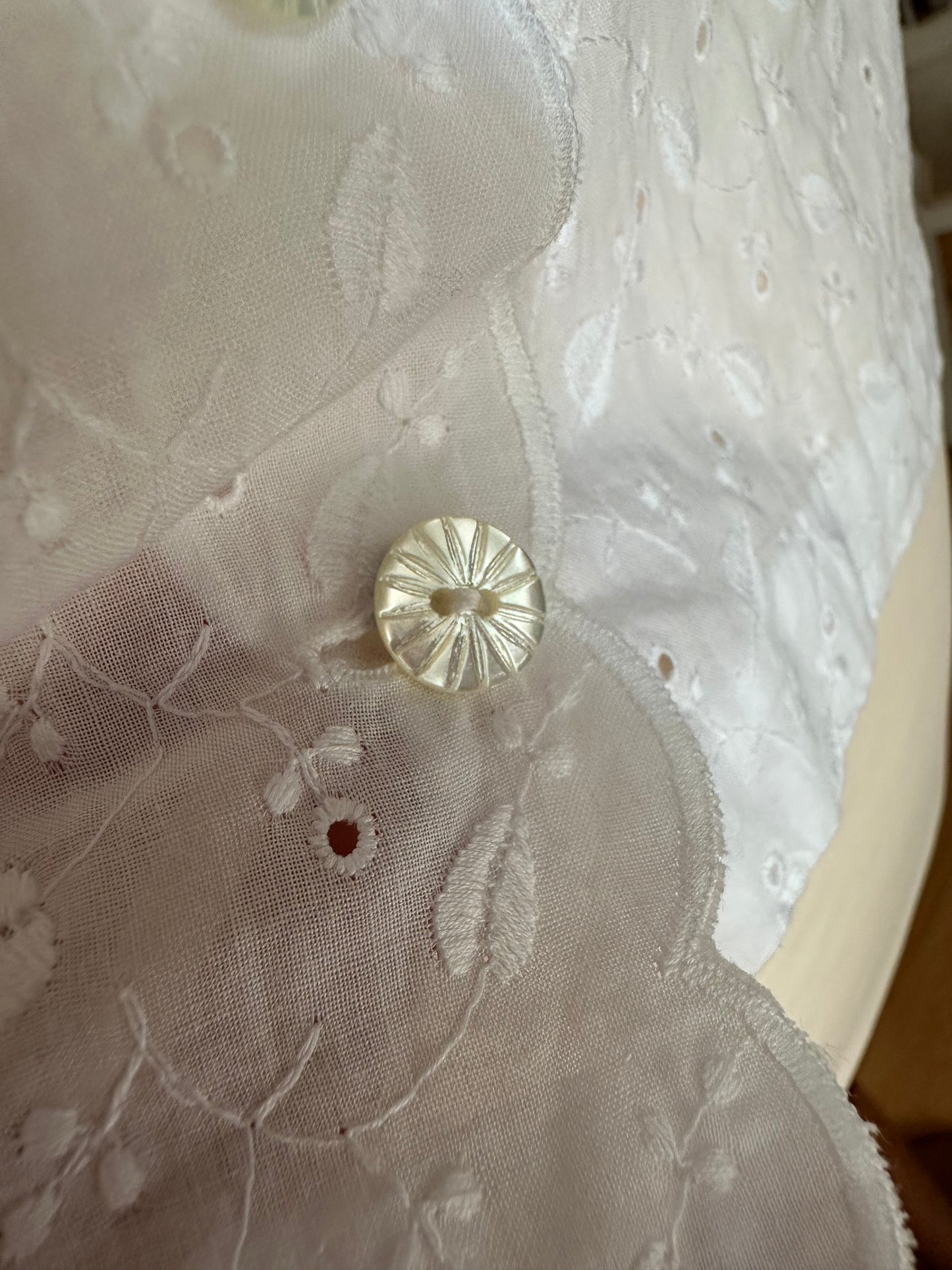 Camicia Vintage Anni ‘80 Sartoriale in Sangallo Bianca Tg.42